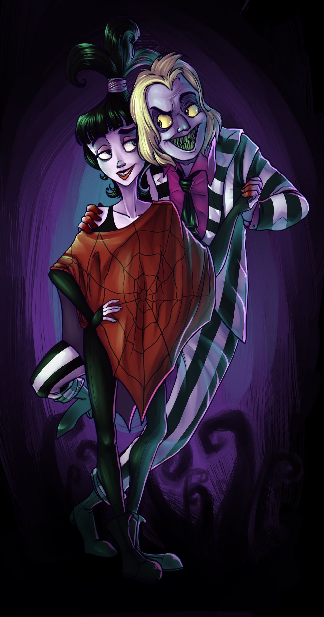 Beetlejuice cartoon, Beetlejuice fanart, Tim Burton-inspired art, Quirky illustrations, 1320x2500 HD Phone