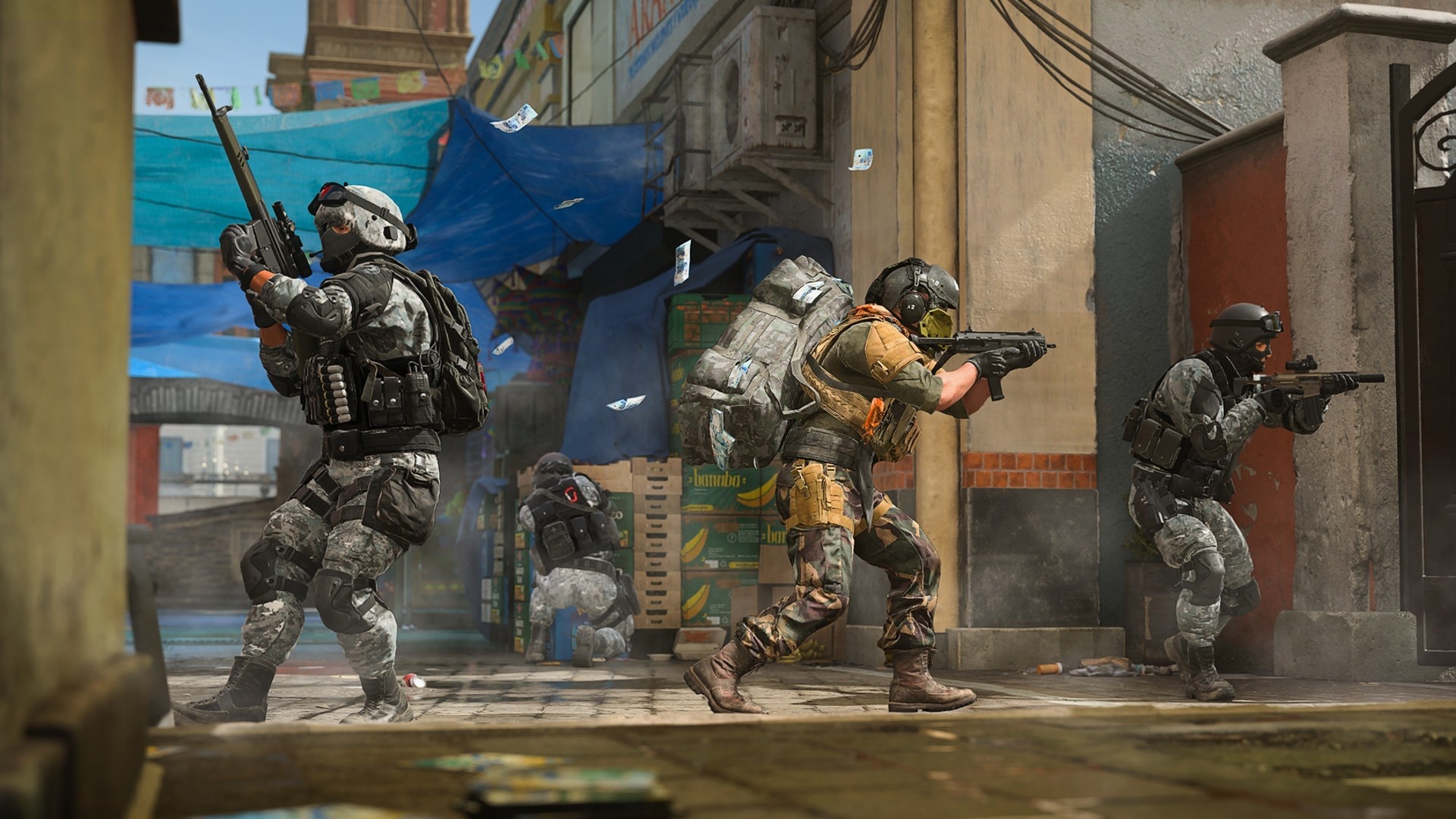 Call of Duty: Modern Warfare II, Mercado Las Almas map, Tactical military operators, Full HD Desktop wallpaper