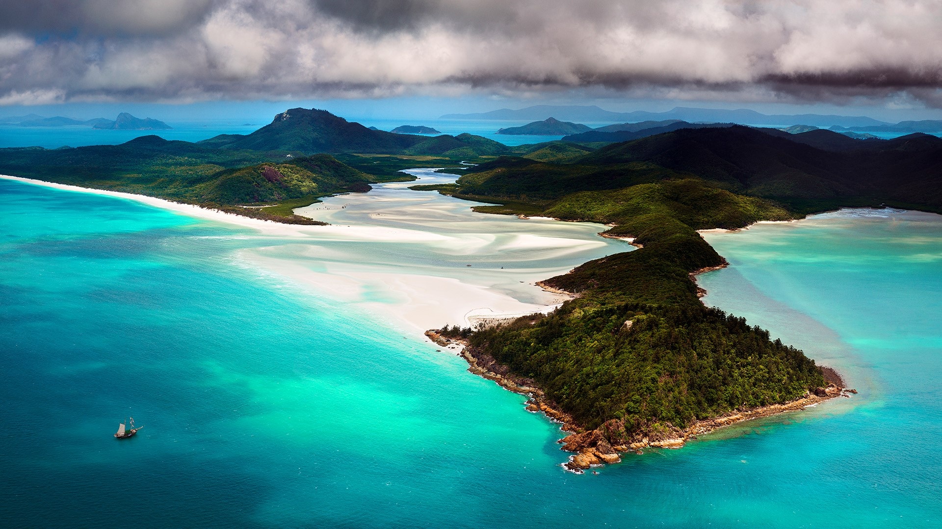 Hill Inlet aerial view, Whitsundays, Queensland, Windows 10 spotlight images, 1920x1080 Full HD Desktop