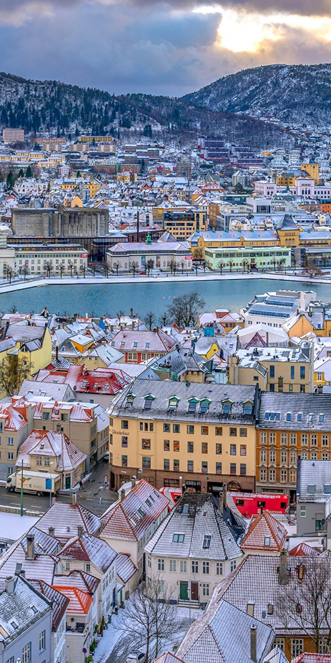 Oslo Travels, Norway cityscape rooftops, Oslo mountains, Snow cold, 1080x2160 HD Phone