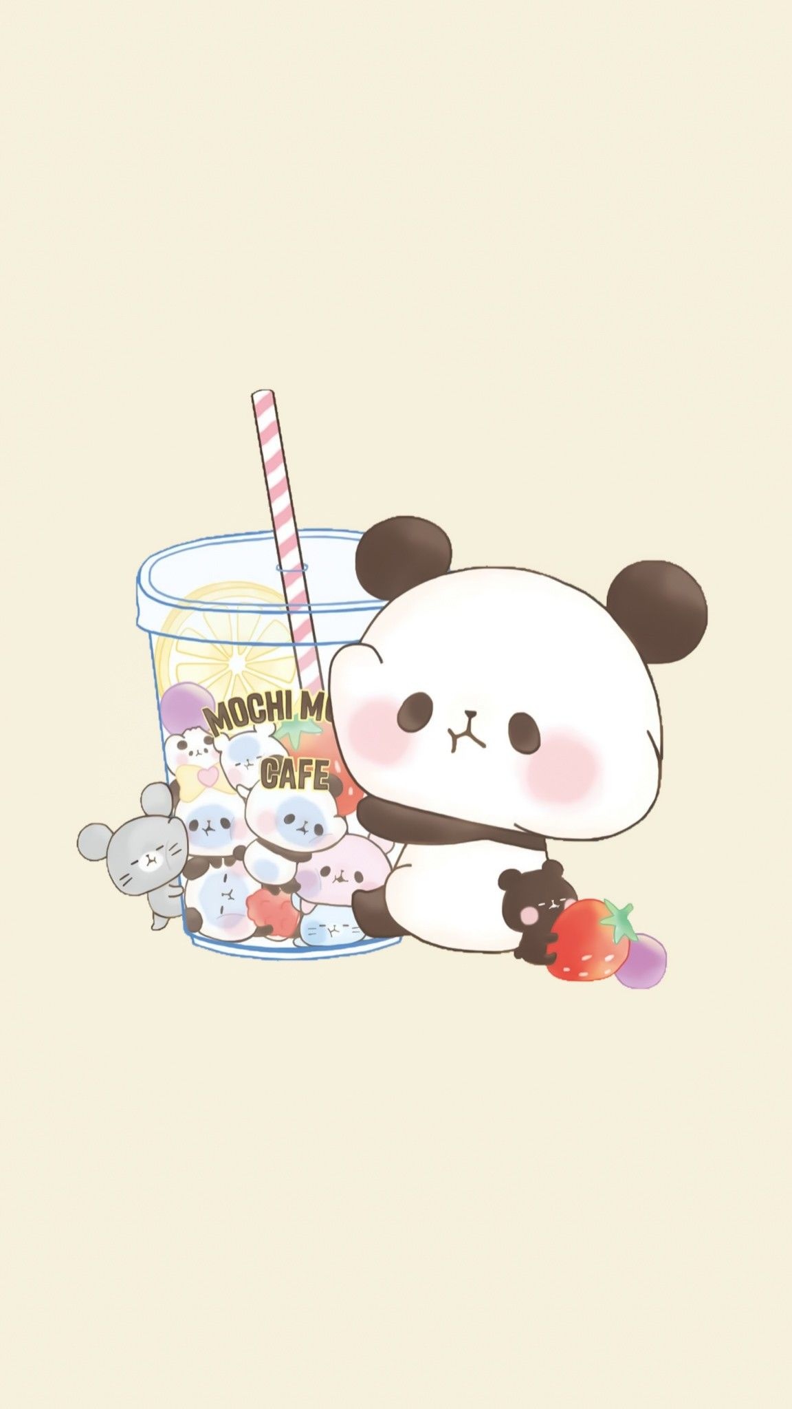 Mochi Mochi Panda character, Mochi Cafe drink cup, Tiny mochi animal characters, HD Phone wallpaper