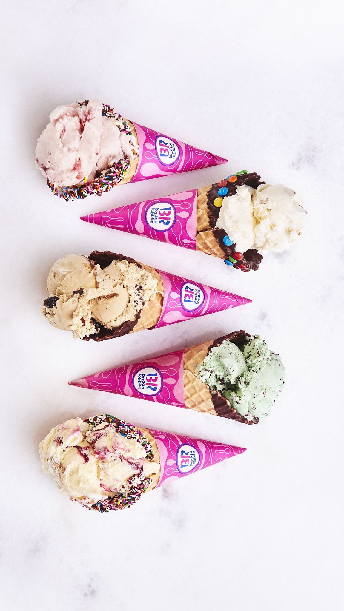 Pick a cone, Get creative, Baskin Robbins flavors, Ice cream cone, 1160x2050 HD Phone