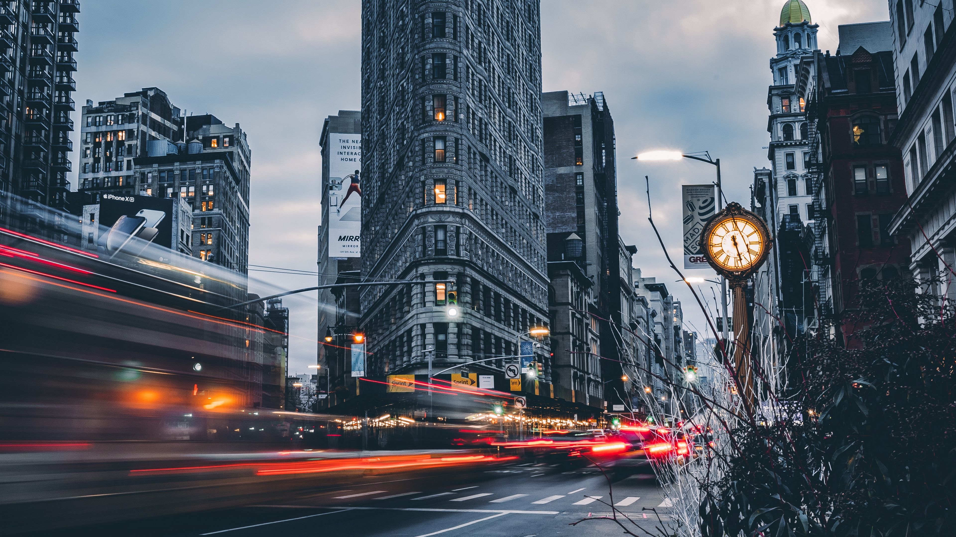 New York City, Flatiron building, Long exposure wallpaper, 3840x2160 4K Desktop