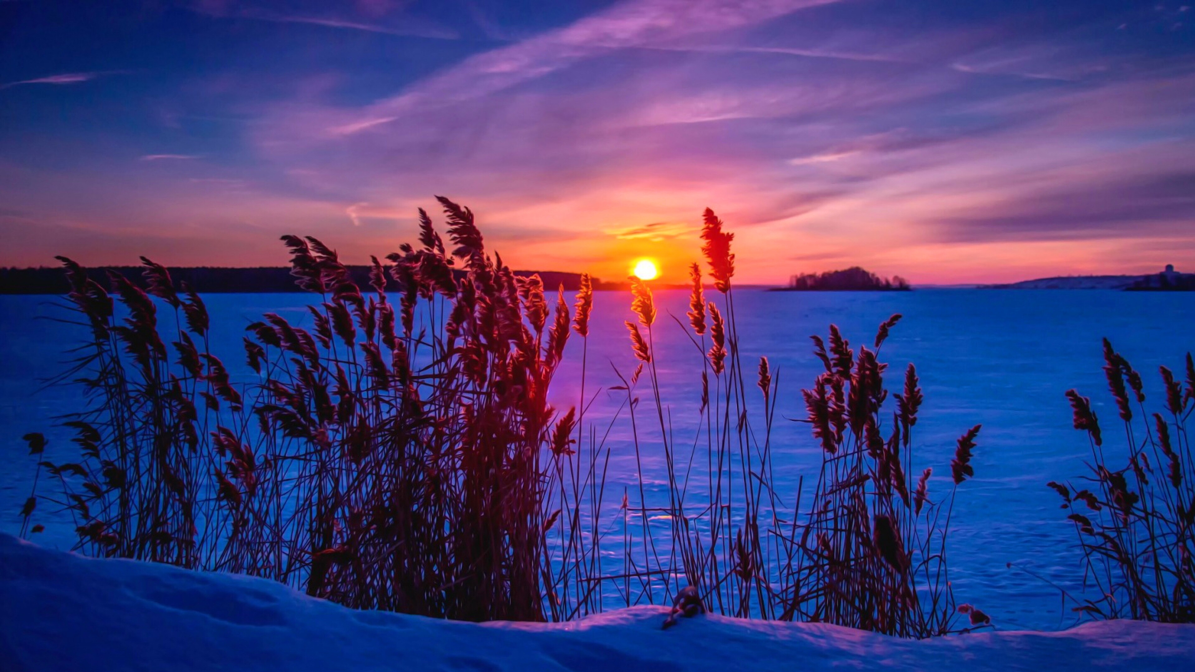 Winter, Sunsets Wallpaper, 3840x2160 4K Desktop