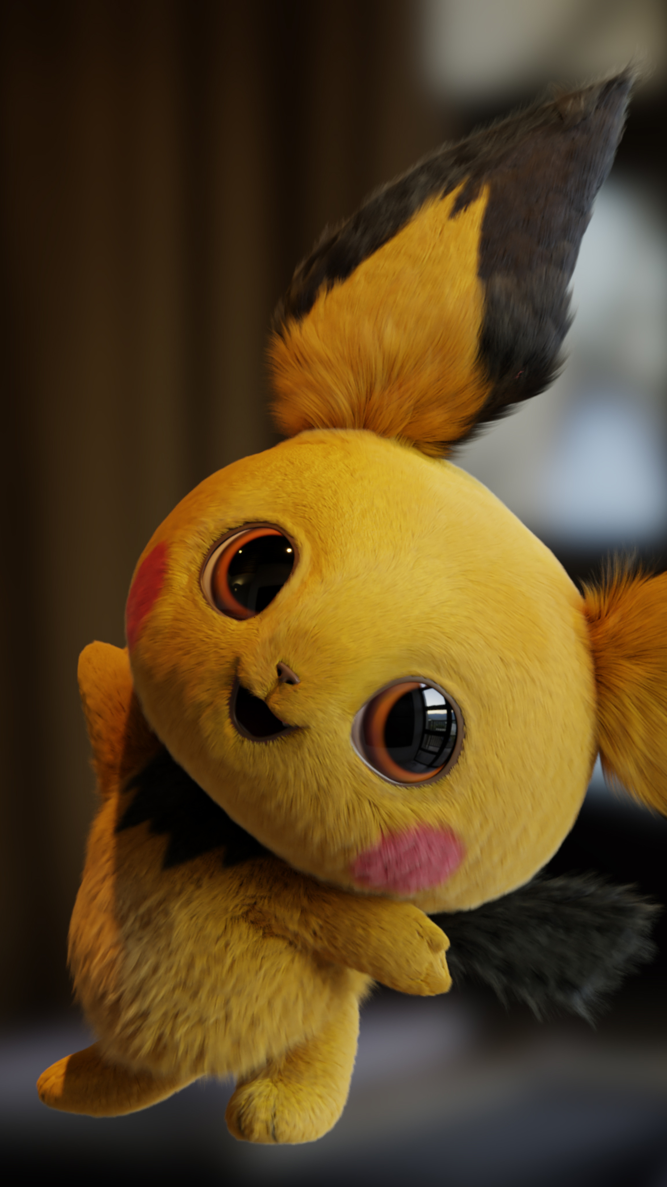 Pichu, Pokemon franchise, fluffy yellow fur, 4K Phone wallpaper