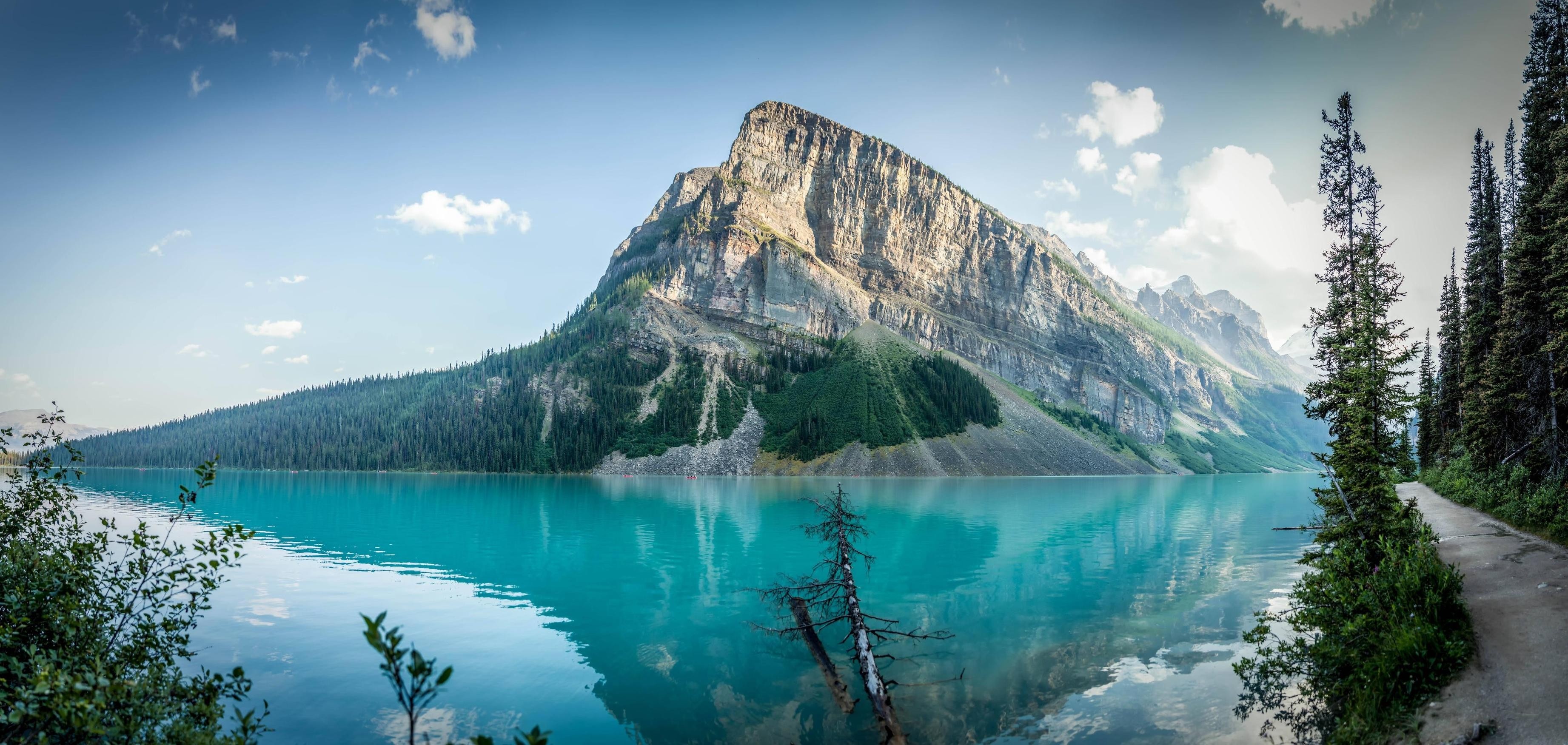 Lake Louise nature wallpapers, Photos and pictures, 3690x1760 Dual Screen Desktop