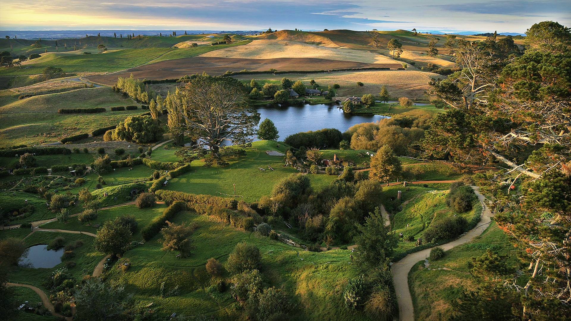 Aerial View, Hobbiton Wallpaper, 1920x1080 Full HD Desktop