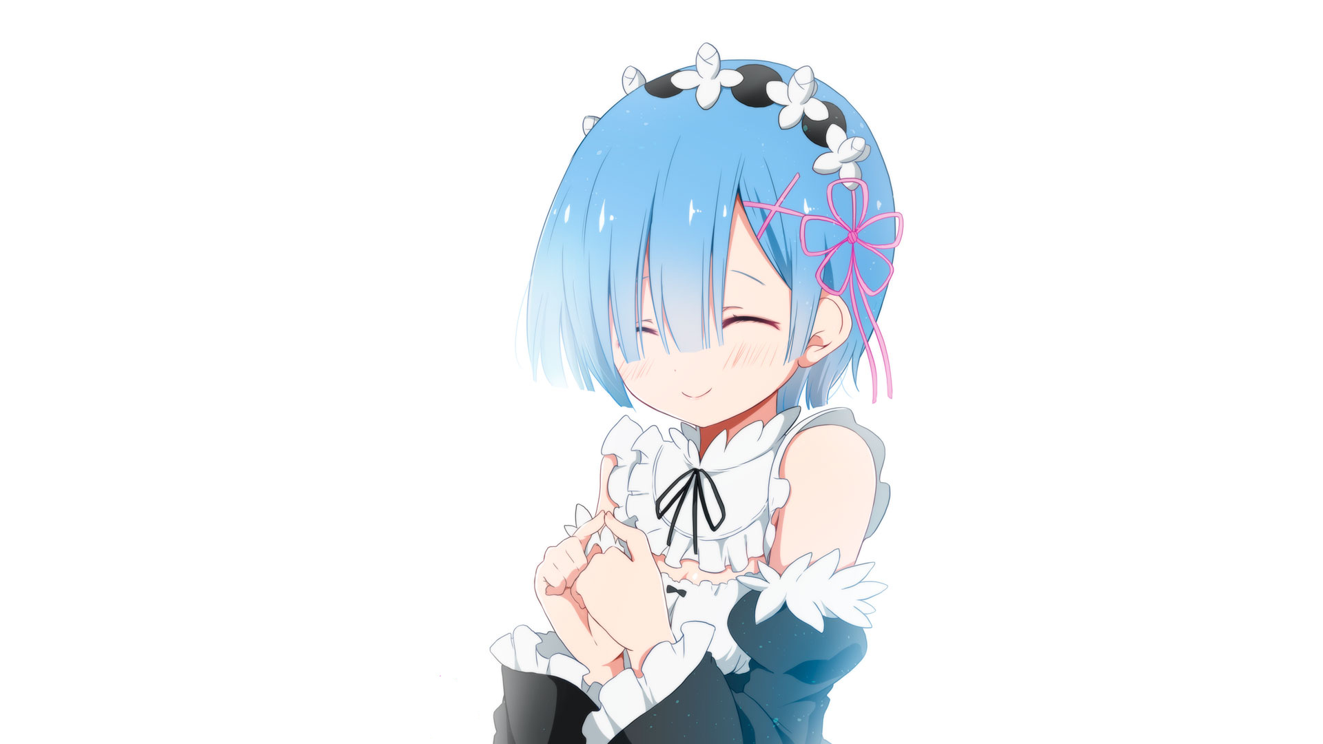 Rem, Re:Zero Starting Life in Another World, Floral maid headband, Full HD Desktop wallpaper