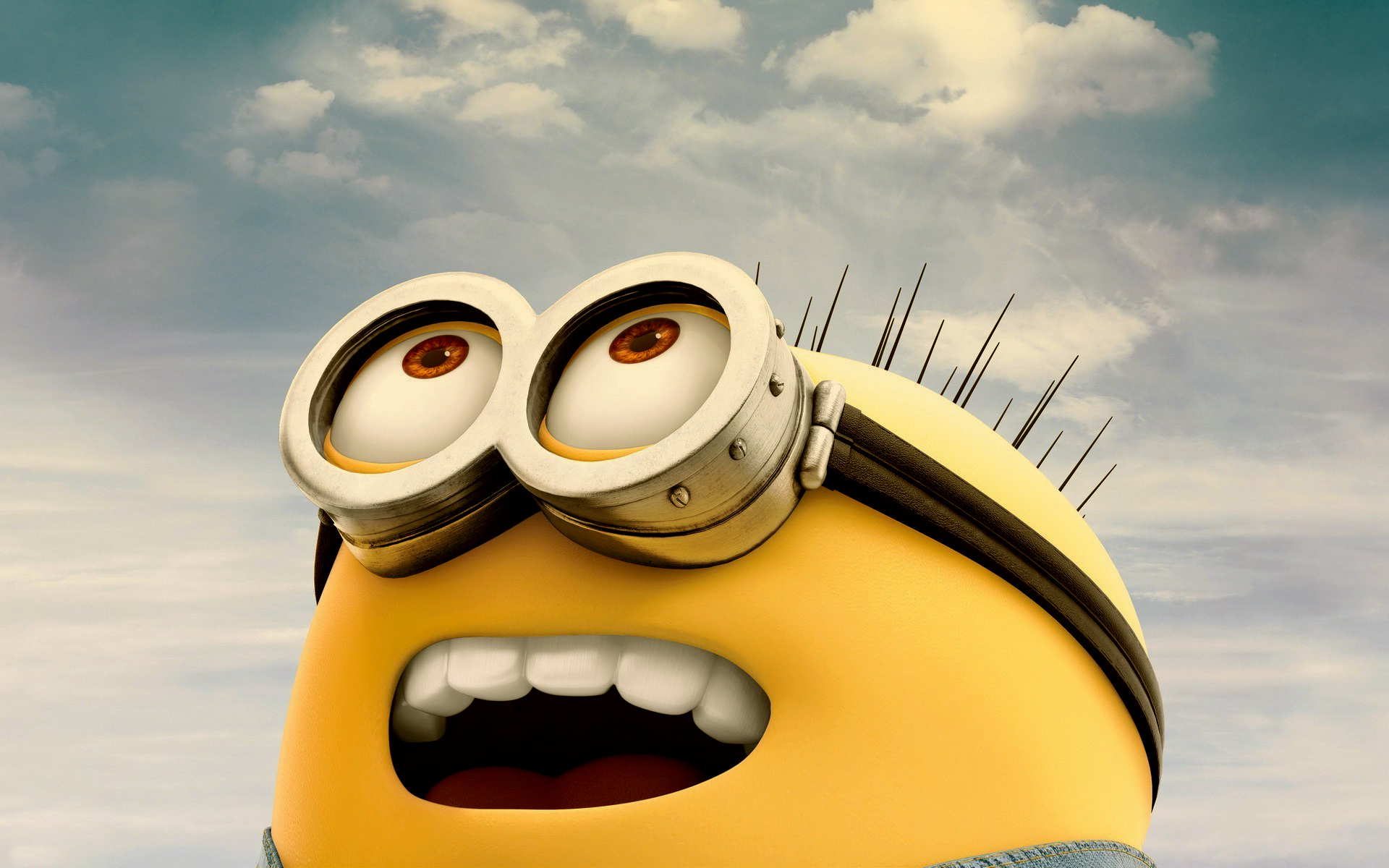 Despicable Me Minion, Minion goggles, cloudy sky, HD Desktop wallpaper