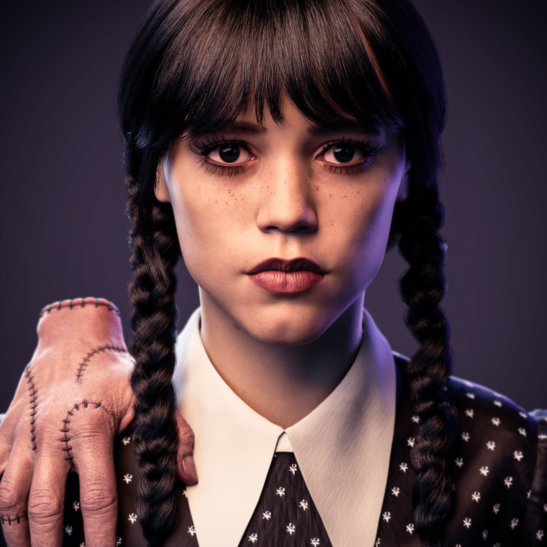 Wednesday Addams, Thing, Jenna Ortega, HD Phone wallpaper