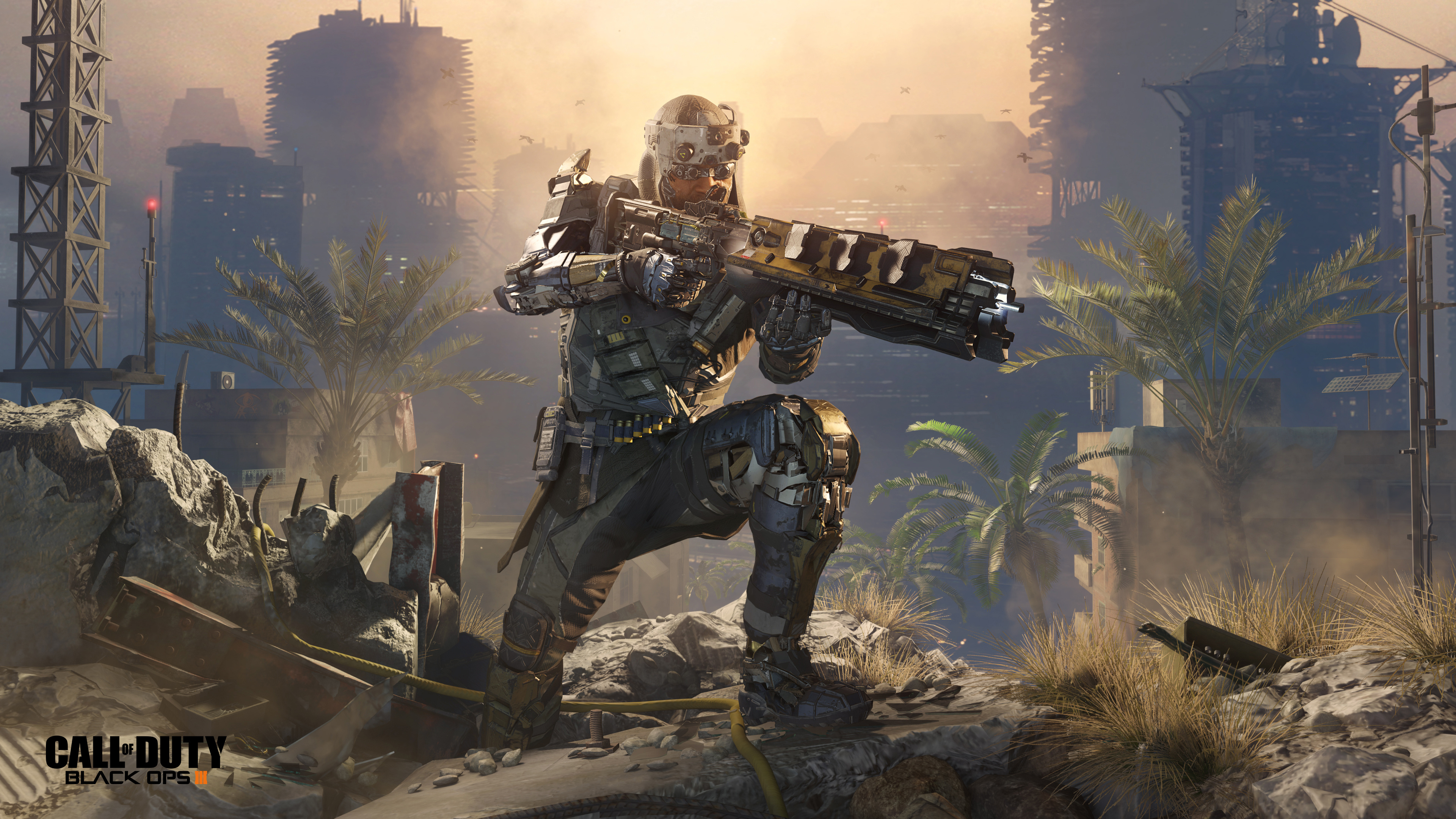 Prophet specialist soldier, Tempest energy weapon, Call of Duty: Black Ops III logo, 4K Desktop wallpaper