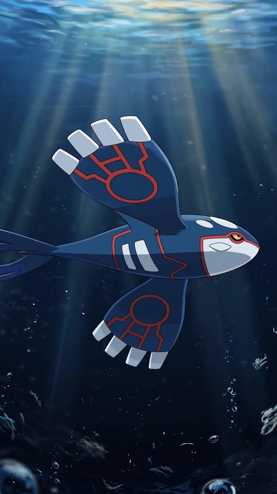 Kyogre, Deep dark water, Light rays from above, Hoenn, HD Phone wallpaper