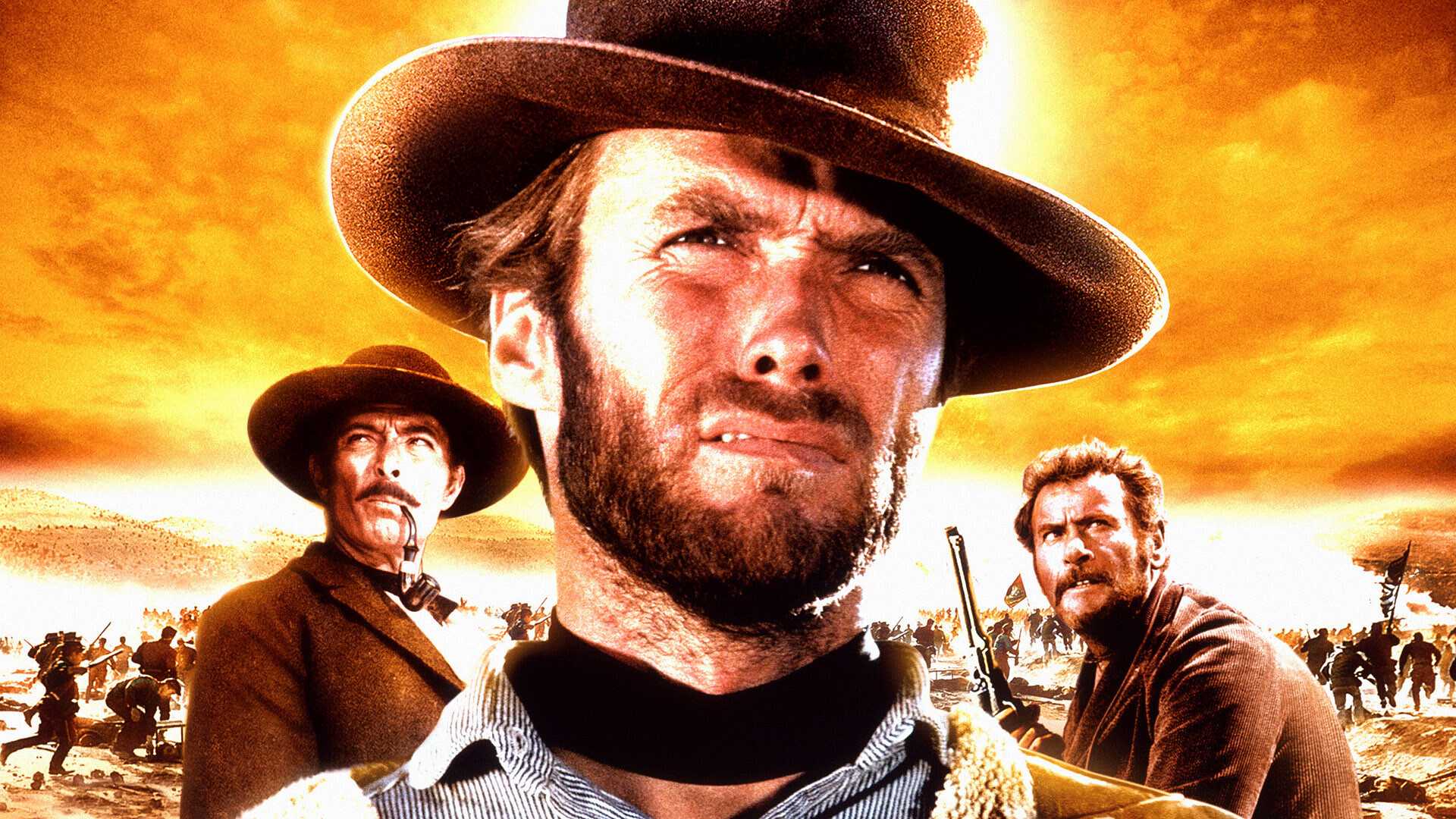 Clint Eastwood, Eli Wallach, Lee Van Cleef, Resolute characters, 1920x1080 Full HD Desktop