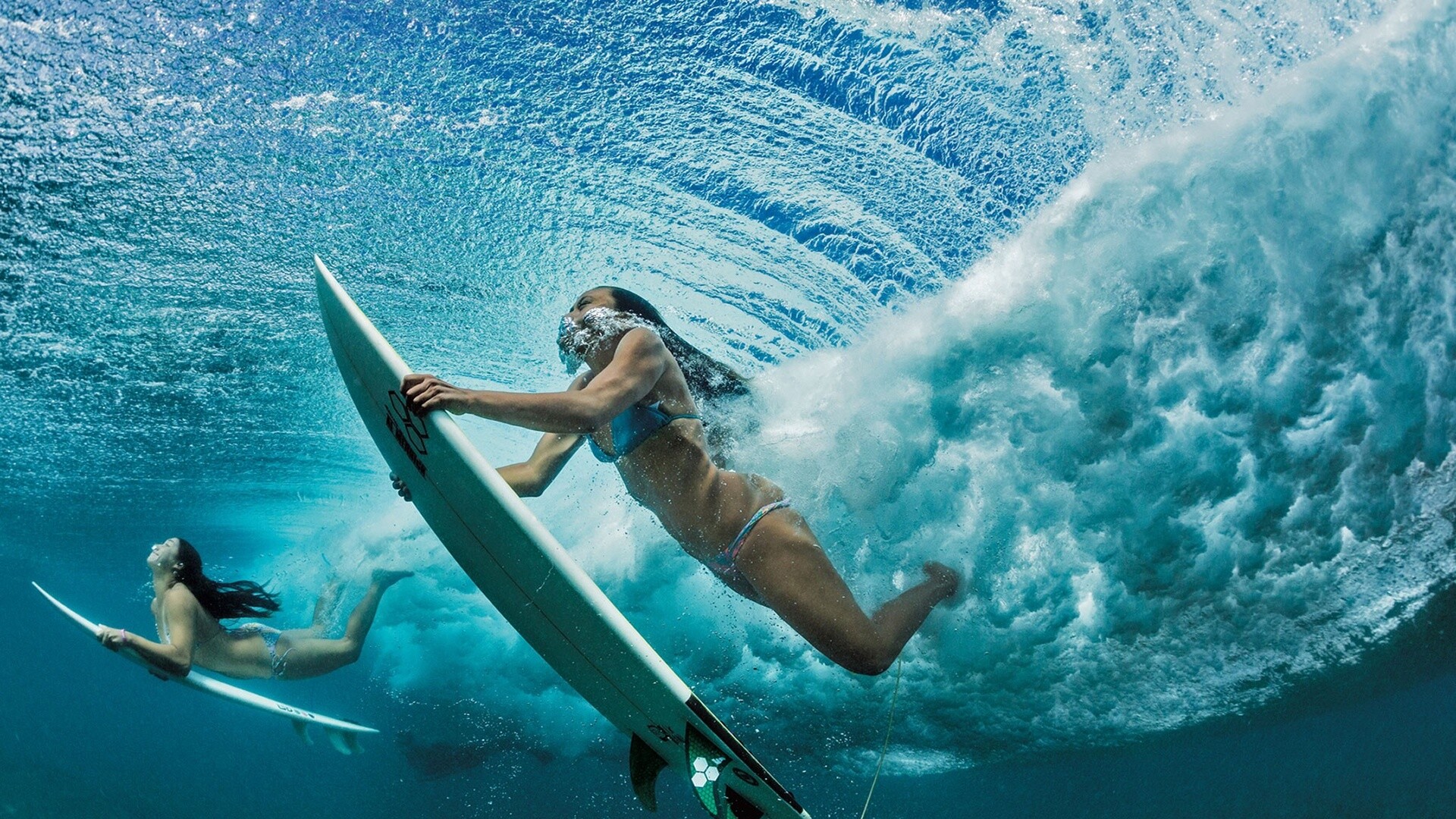 Surfer girl wallpapers, Captivating waves, Ocean adventures, Aquatic excitement, 1920x1080 Full HD Desktop