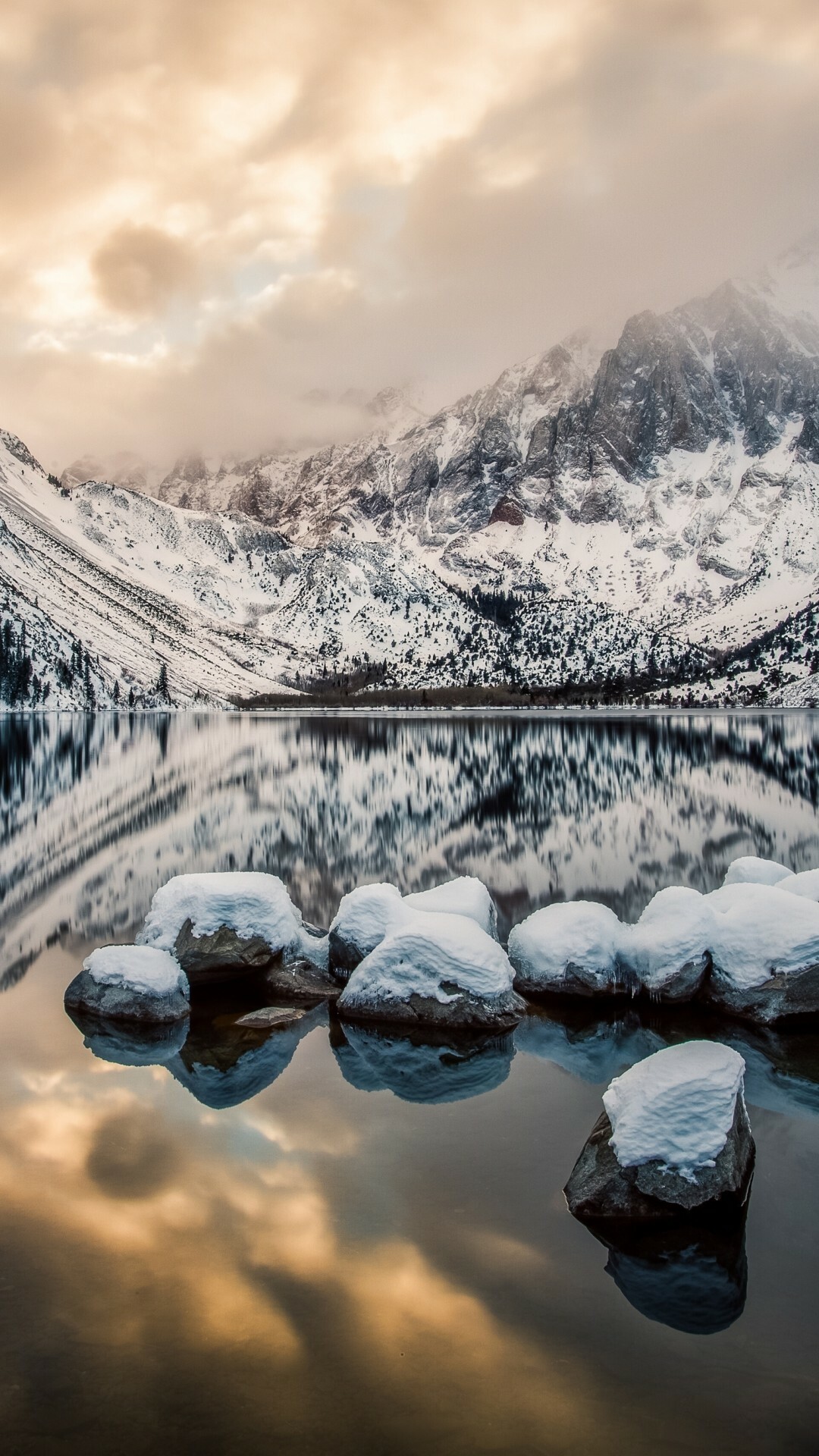 Lake in Winter, Lakes Wallpaper, 1080x1920 Full HD Phone