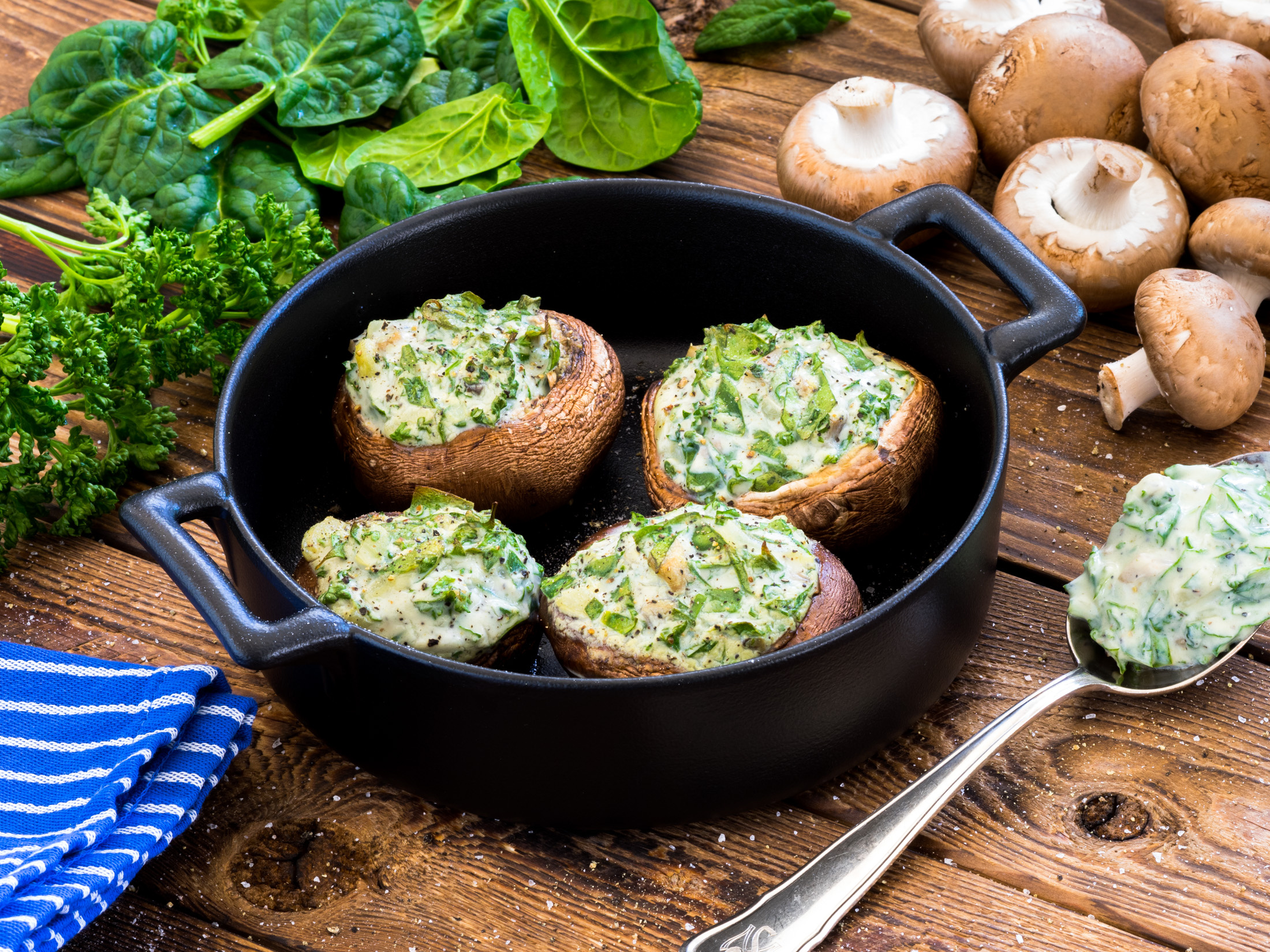 Stuffed mushroom recipe, Vegan delicacy, Spinach filling, Irresistible flavors, 2200x1650 HD Desktop