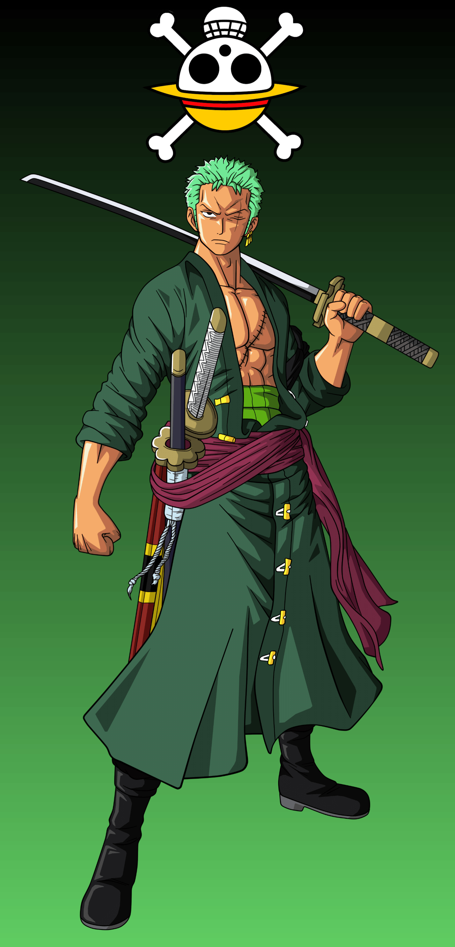 Roronoa Zoro, Straw Hat Pirates jolly roger, Shusui katana, HD Phone wallpaper