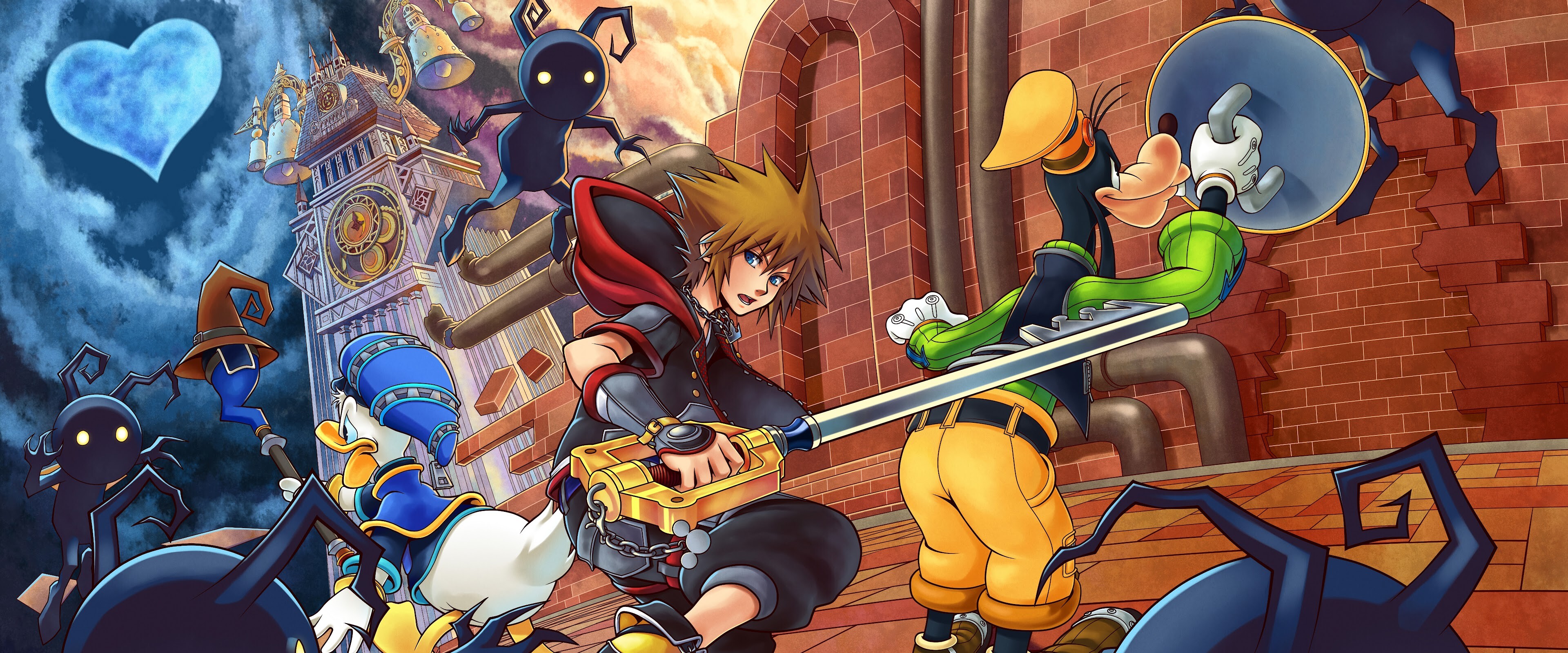 Kingdom Hearts, Sora Goofy Donald, PC desktop wallpaper, Gaming, 3840x1600 Dual Screen Desktop