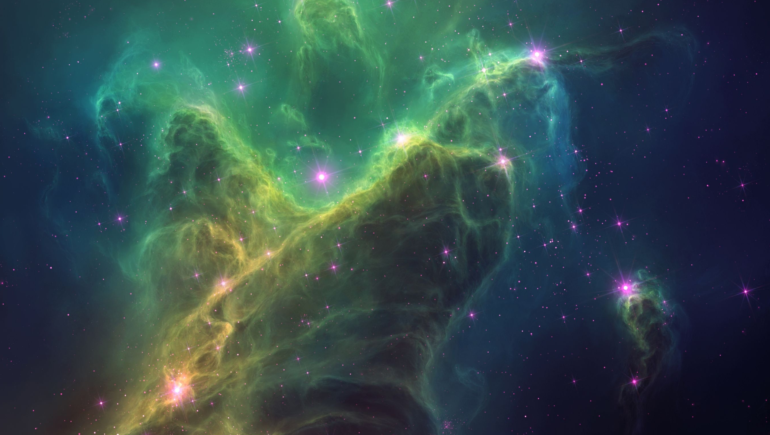 Elephant trunks, Green Nebula Wallpaper, 3000x1700 HD Desktop