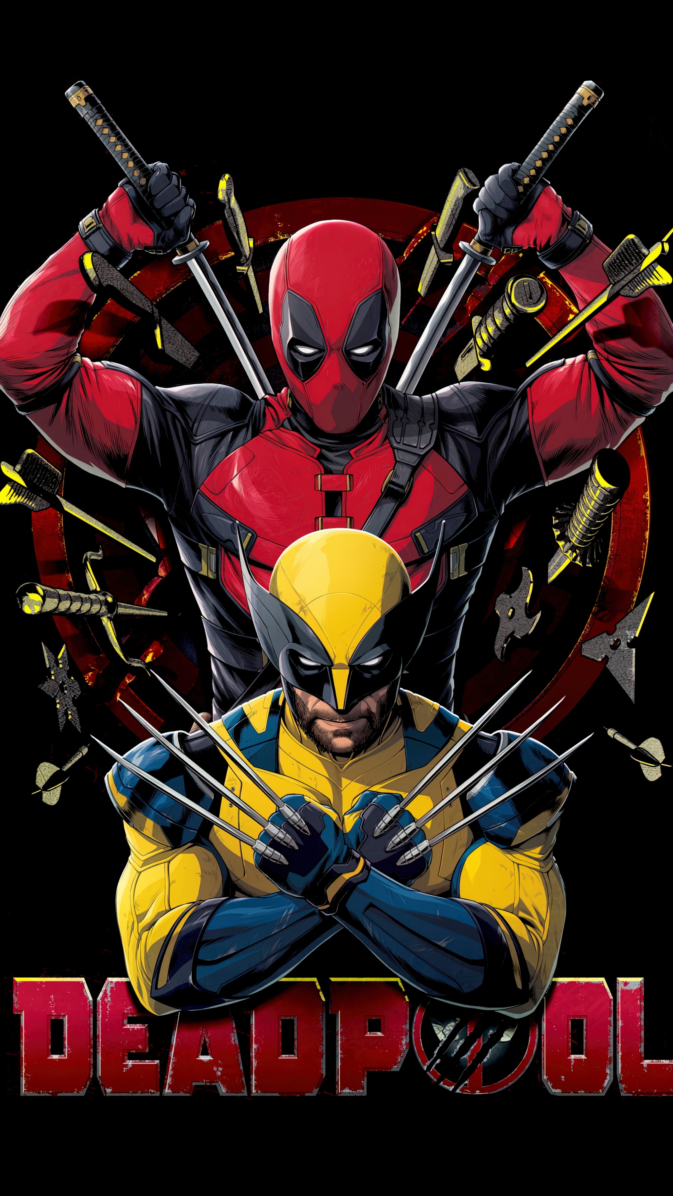 Deadpool, Wolverine, Movie poster, Captivating visuals, Comic legends, 2160x3840 4K Phone