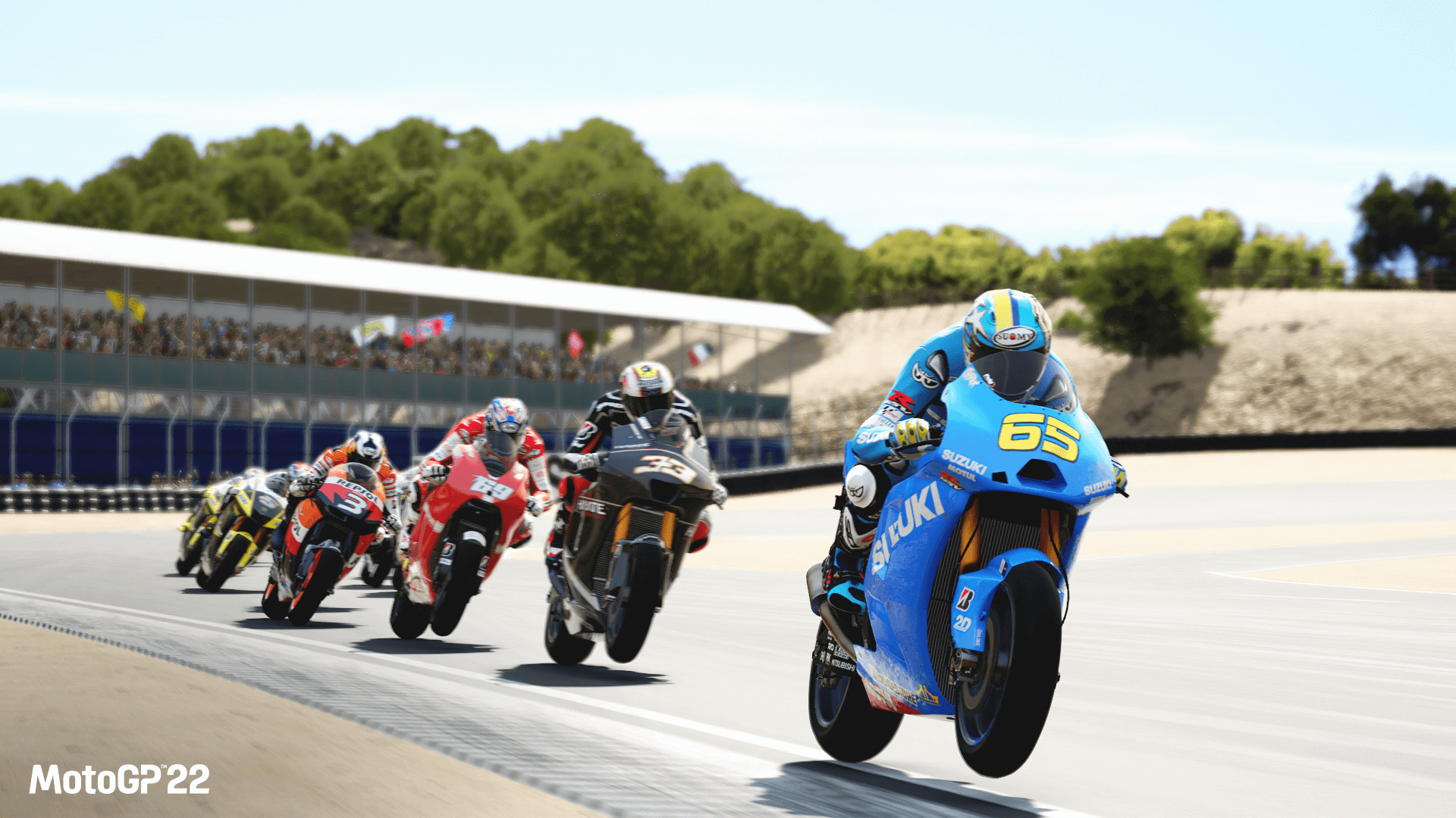 MotoGP 22 video game, Suzuki GSV-R race bike, Laguna Seca circuit, Full HD Desktop wallpaper