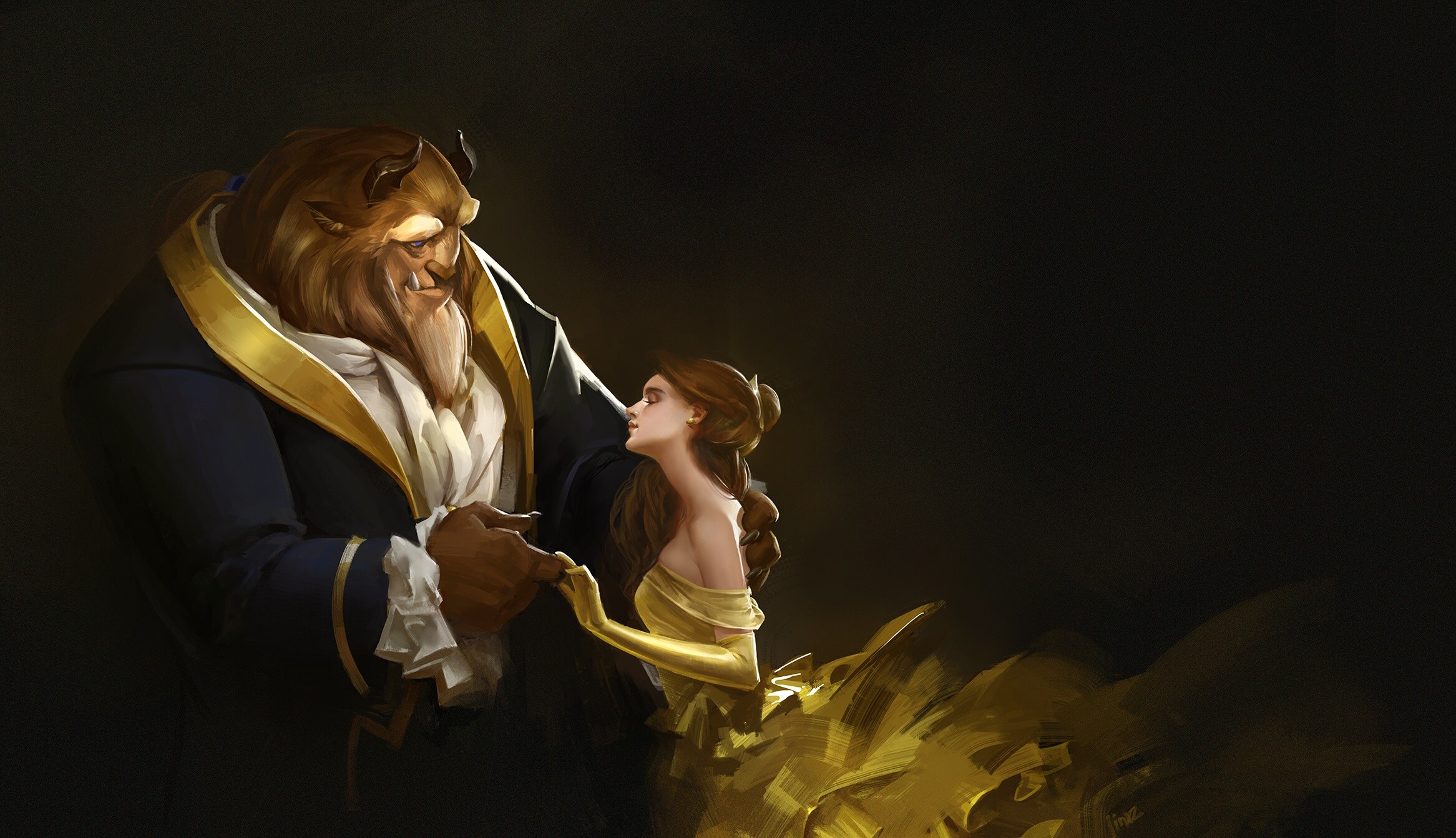 Beauty and the Beast, Artwork, HD movies, Majestic visuals, 2340x1350 HD Desktop