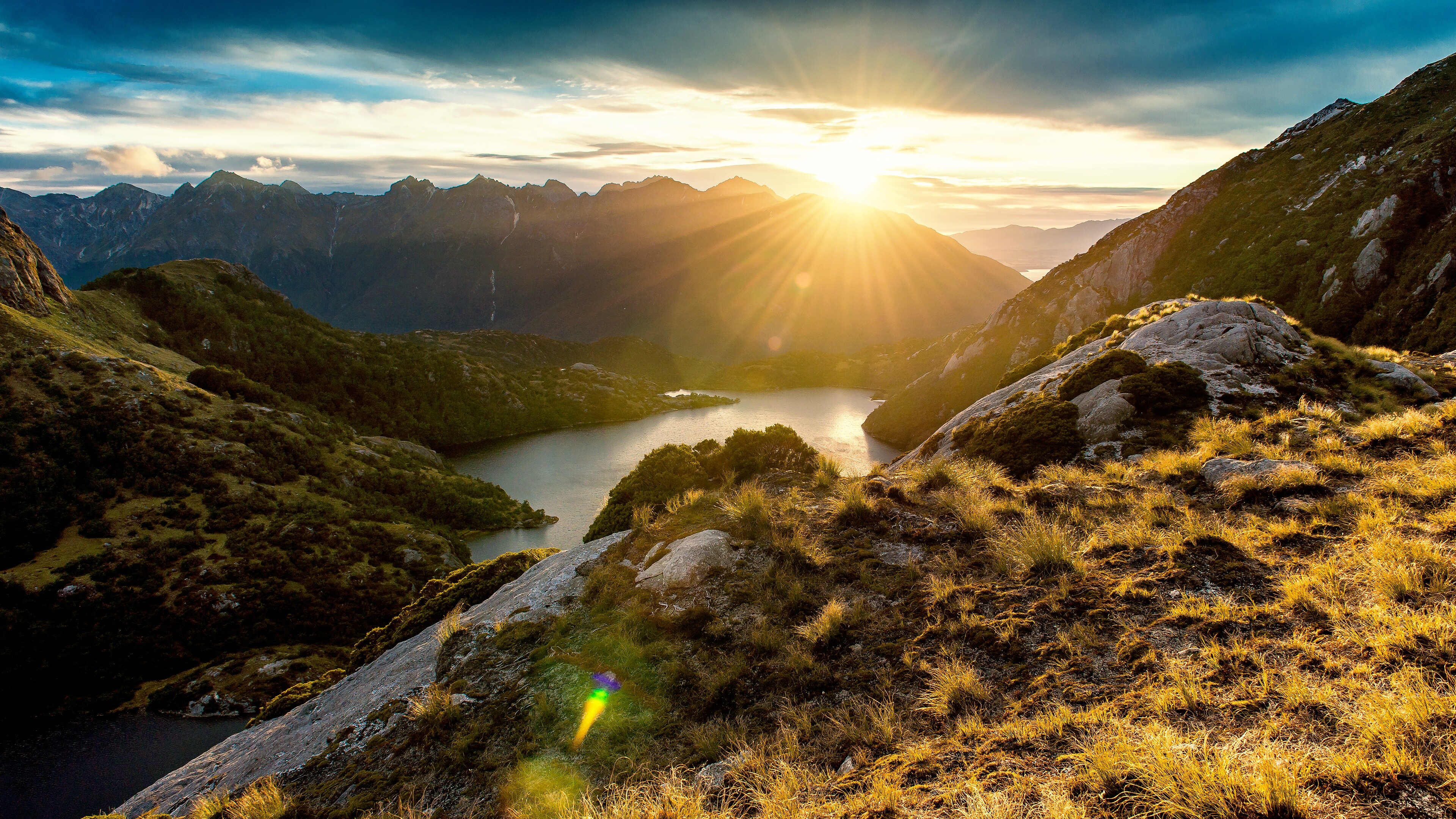 New Zealand, Mountains, Sunrise, 4K Desktop Wallpaper
