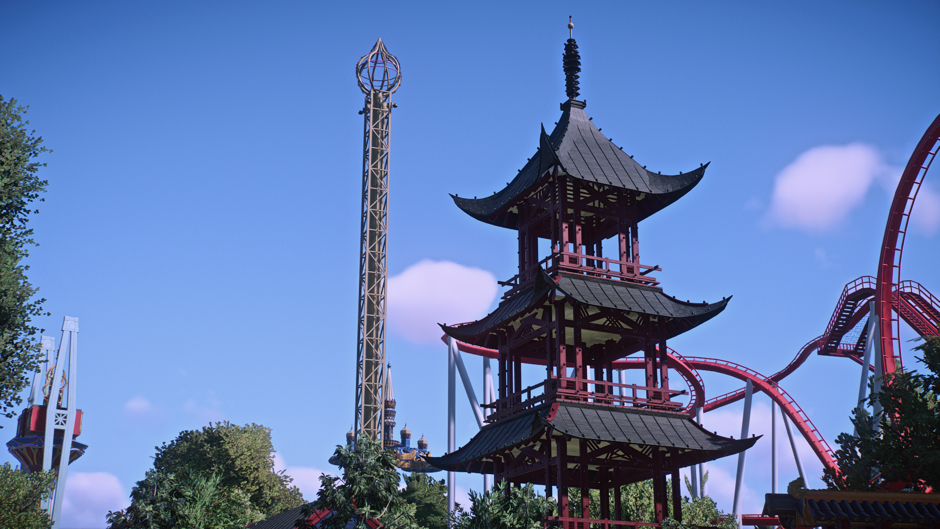 Tivoli Gardens, Oldest amusement park, European wonder, City of Copenhagen, 1920x1080 Full HD Desktop