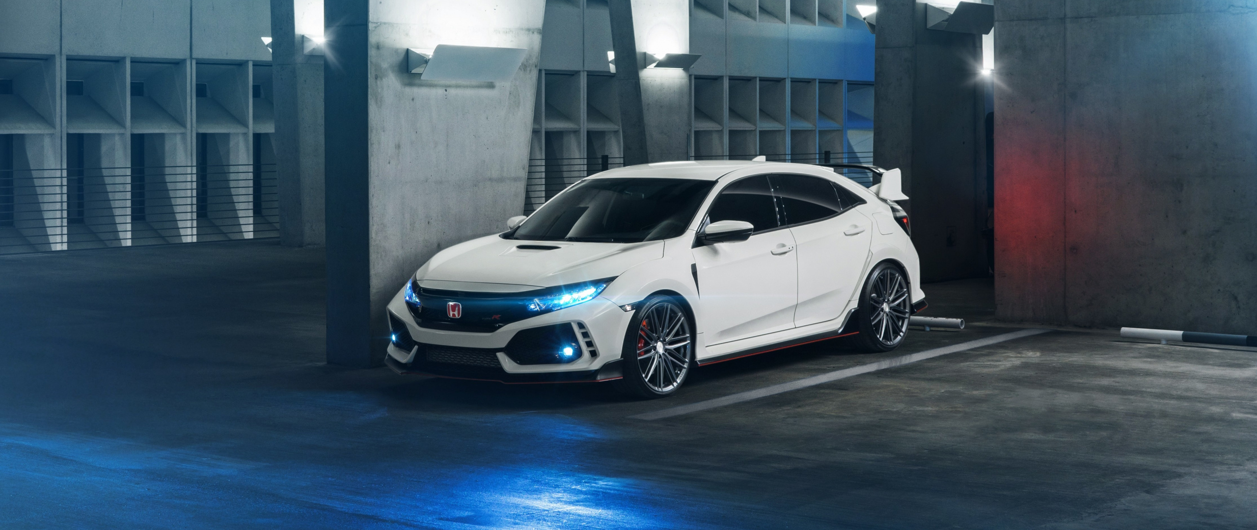 Honda Civic, White type R, Car wallpaper, 2560x1080 Dual Screen Desktop