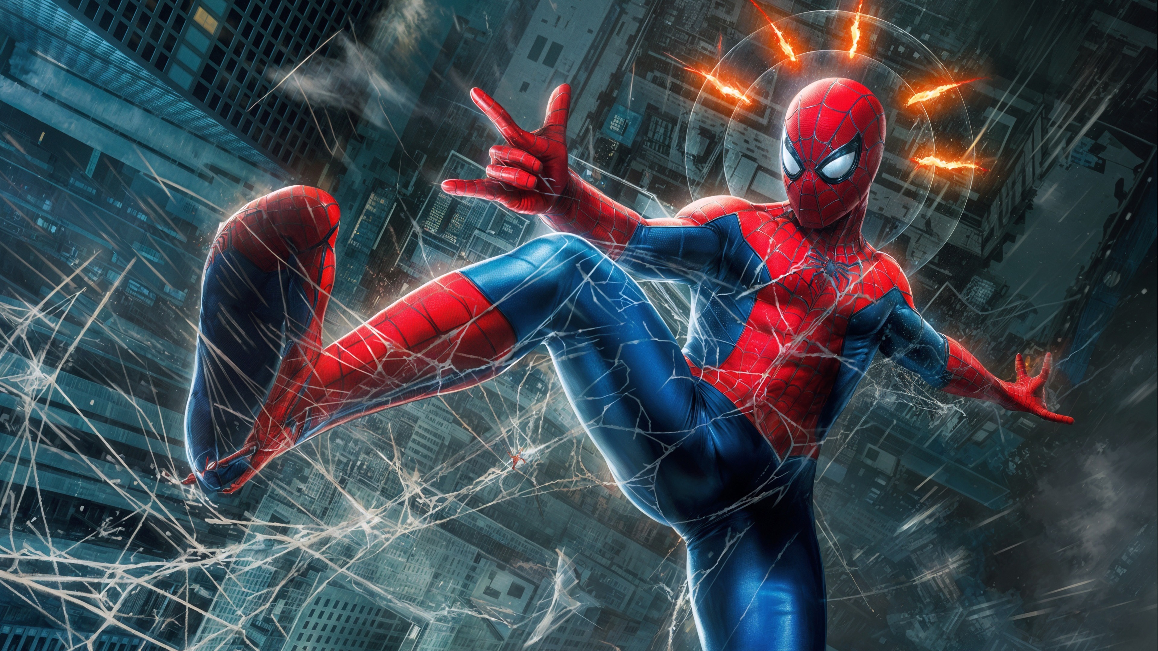Classic Suit, Overhead cityscape background, 4K Desktop wallpaper