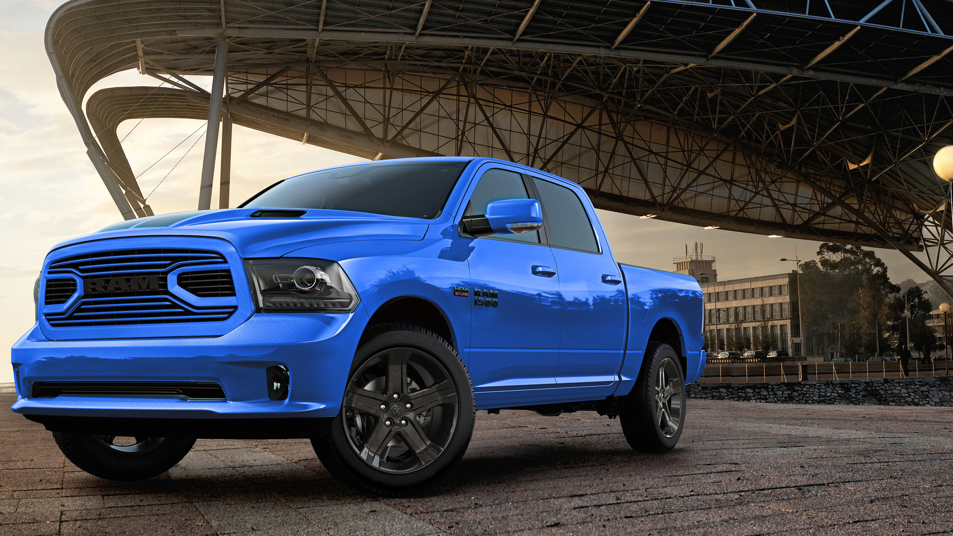 Ram 1500 Hydro Blue Sport, Bold and powerful, Crew cab comfort, Striking wallpapers, 3840x2160 4K Desktop