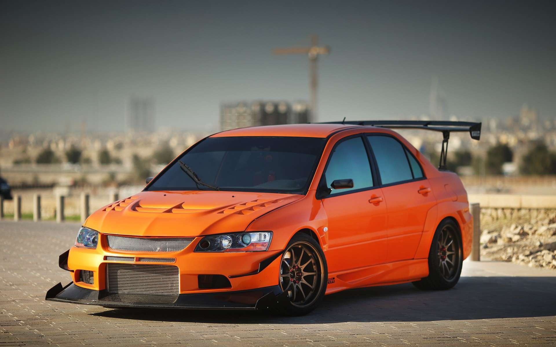 Mitsubishi Lancer, Free download wallpaper, Evolution IX, Striking orange color, 1920x1200 HD Desktop