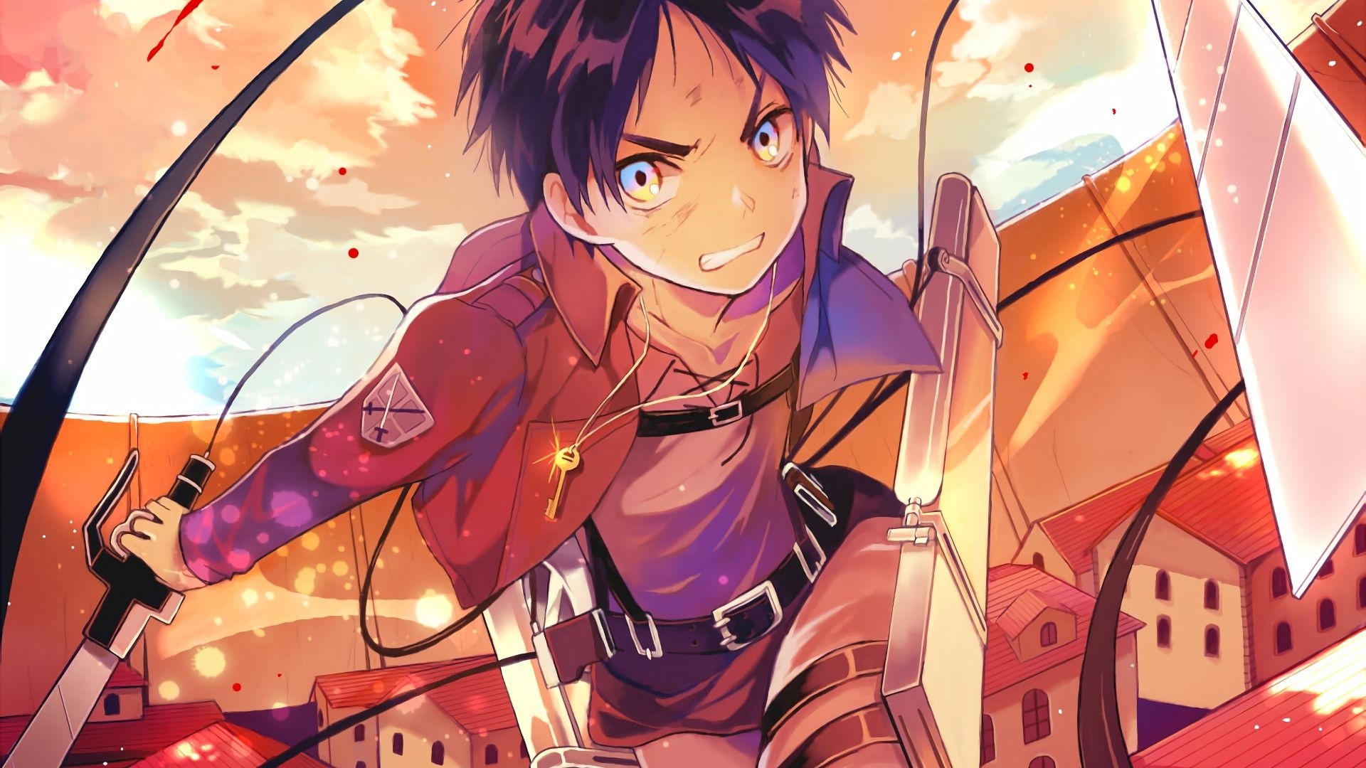 Eren Yeager, Omni-Directional Mobility gear, Shiganshina District, Full HD Desktop wallpaper