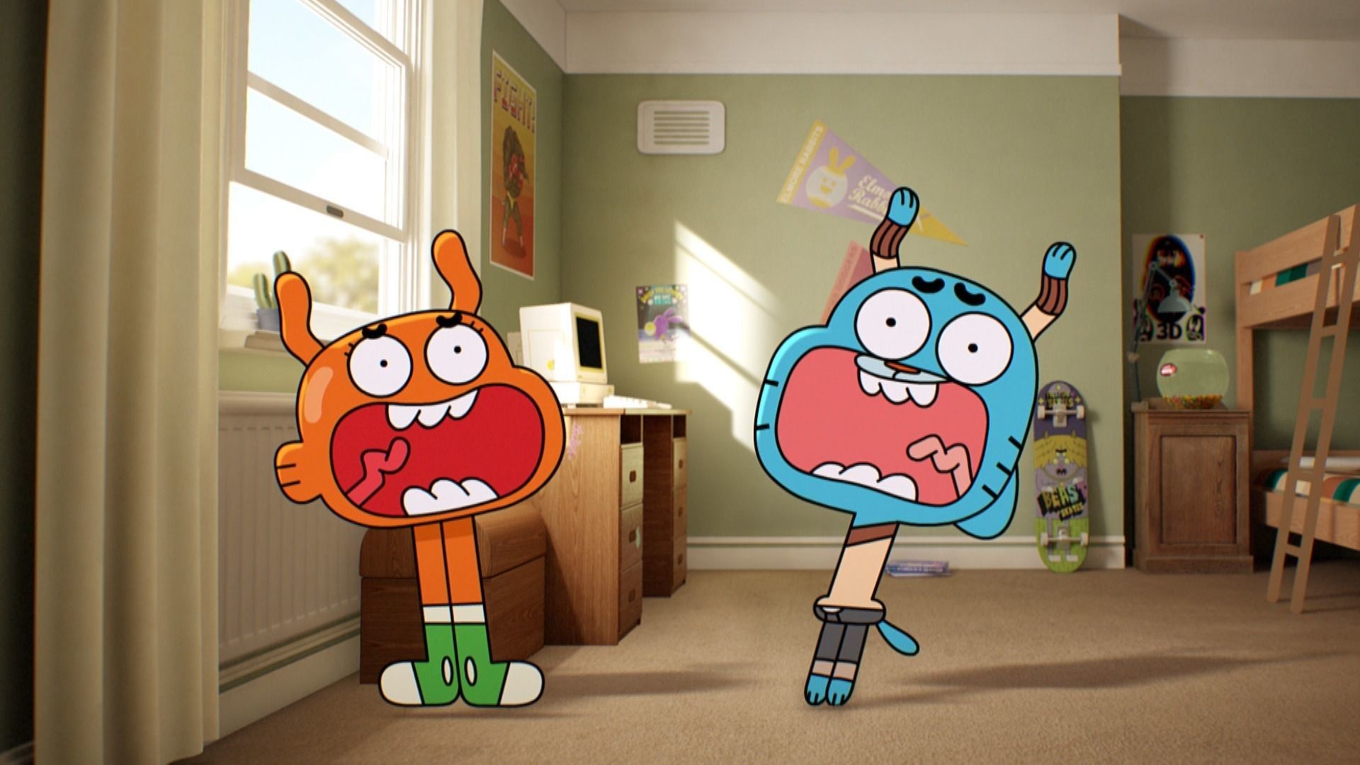 Gumball Watterson, Darwin Watterson, Gumball's bedroom, Full HD Desktop wallpaper