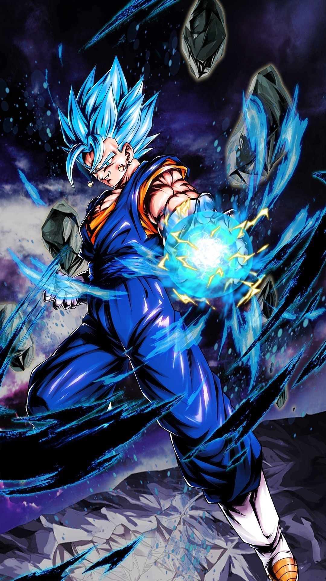 Super Saiyan Blue Vegito, charging ki blast, Potara earrings, Full HD Phone wallpaper