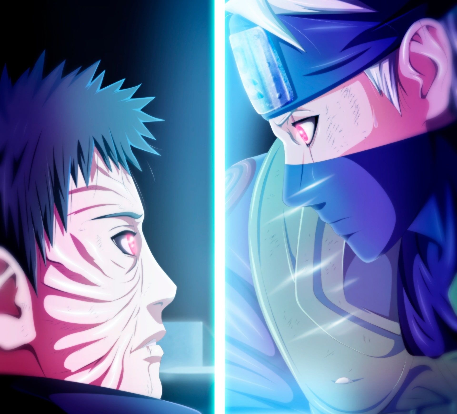Obito Uchiha, Kakashi Hatake, Mangekyo Sharingan, HD Desktop wallpaper