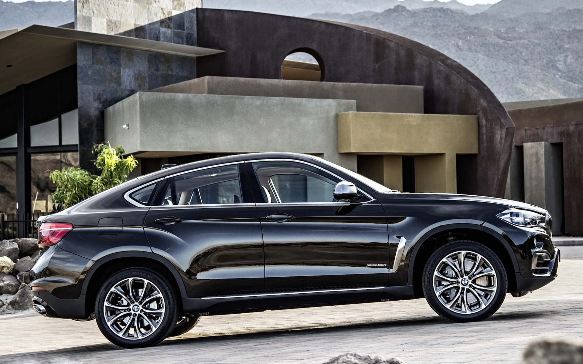 BMW X6, Black car, Side view, 2015 model, 1920x1200 HD Desktop