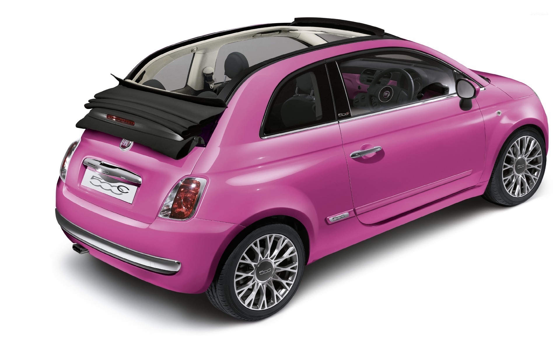 Fiat 500C convertible, retractable black soft top, multi-spoke alloy wheels, HD Desktop wallpaper