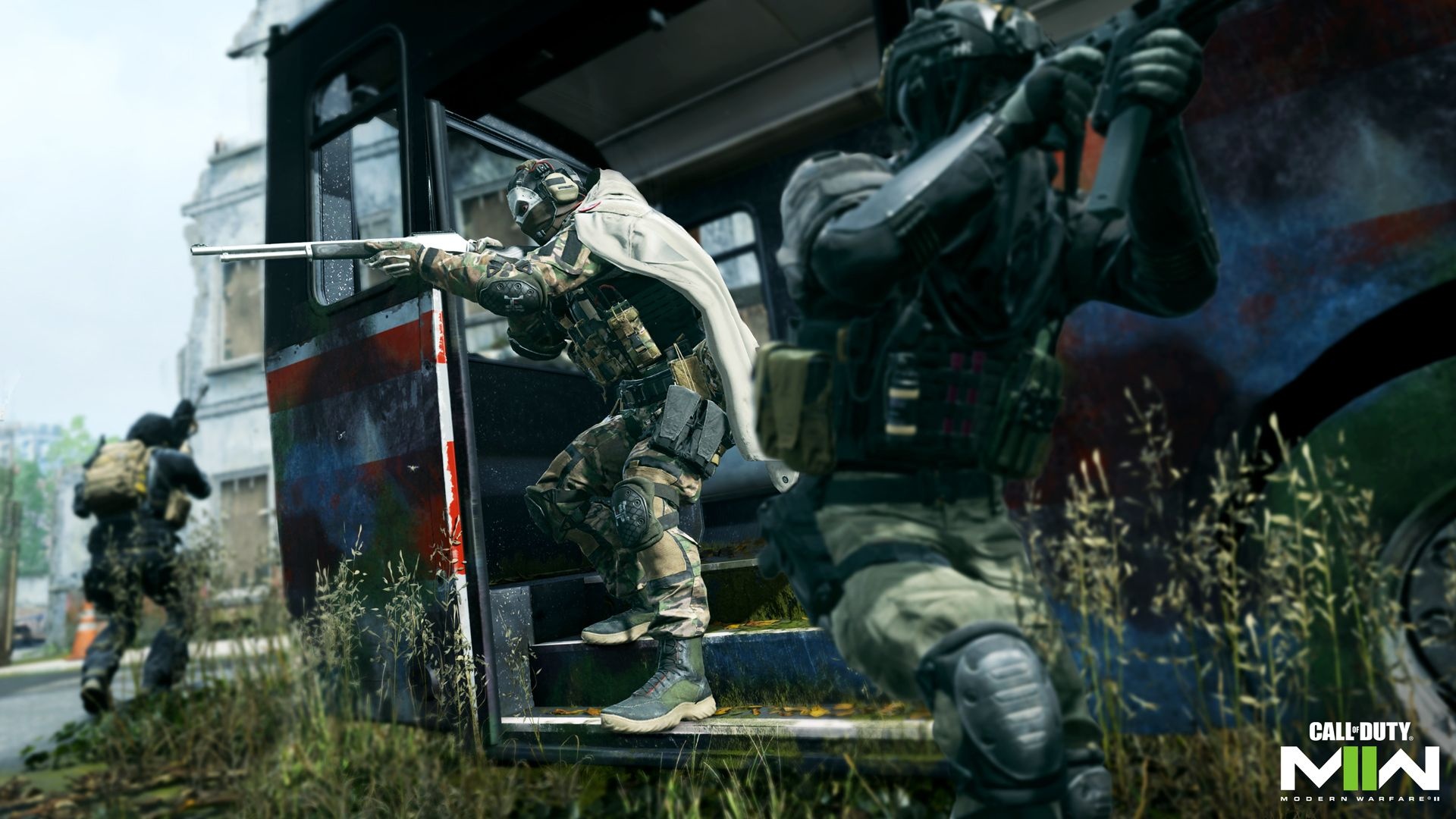 Simon "Ghost" Riley, Call of Duty: Modern Warfare II, Breaching commuter train, Full HD Desktop wallpaper