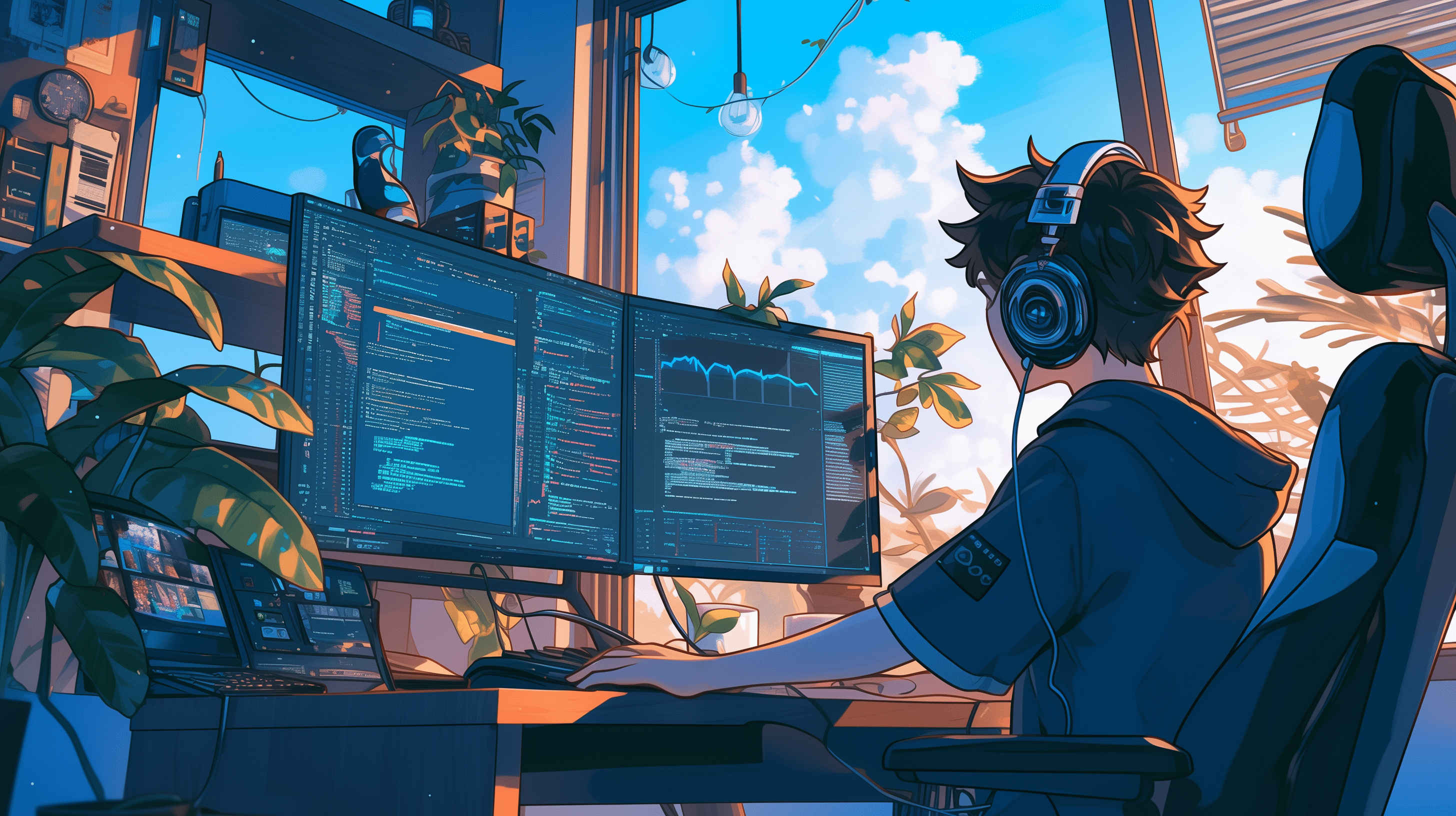 Tech Savvy Coder HD Desktop Wallpaper 2920x1640