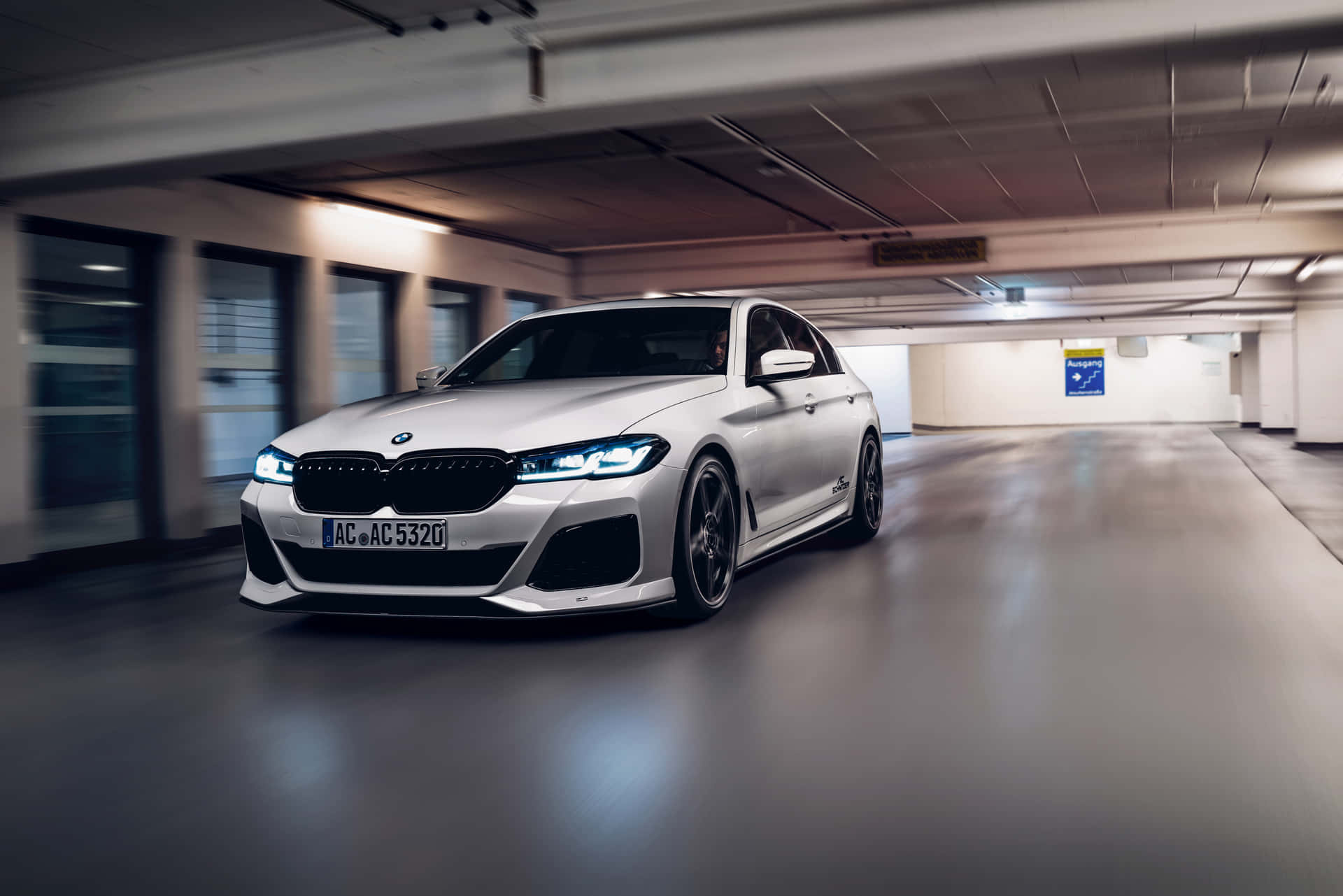 AC Schnitzer BMW 5 Series, AC AC 5320 license plate, underground parking garage, HD Desktop wallpaper