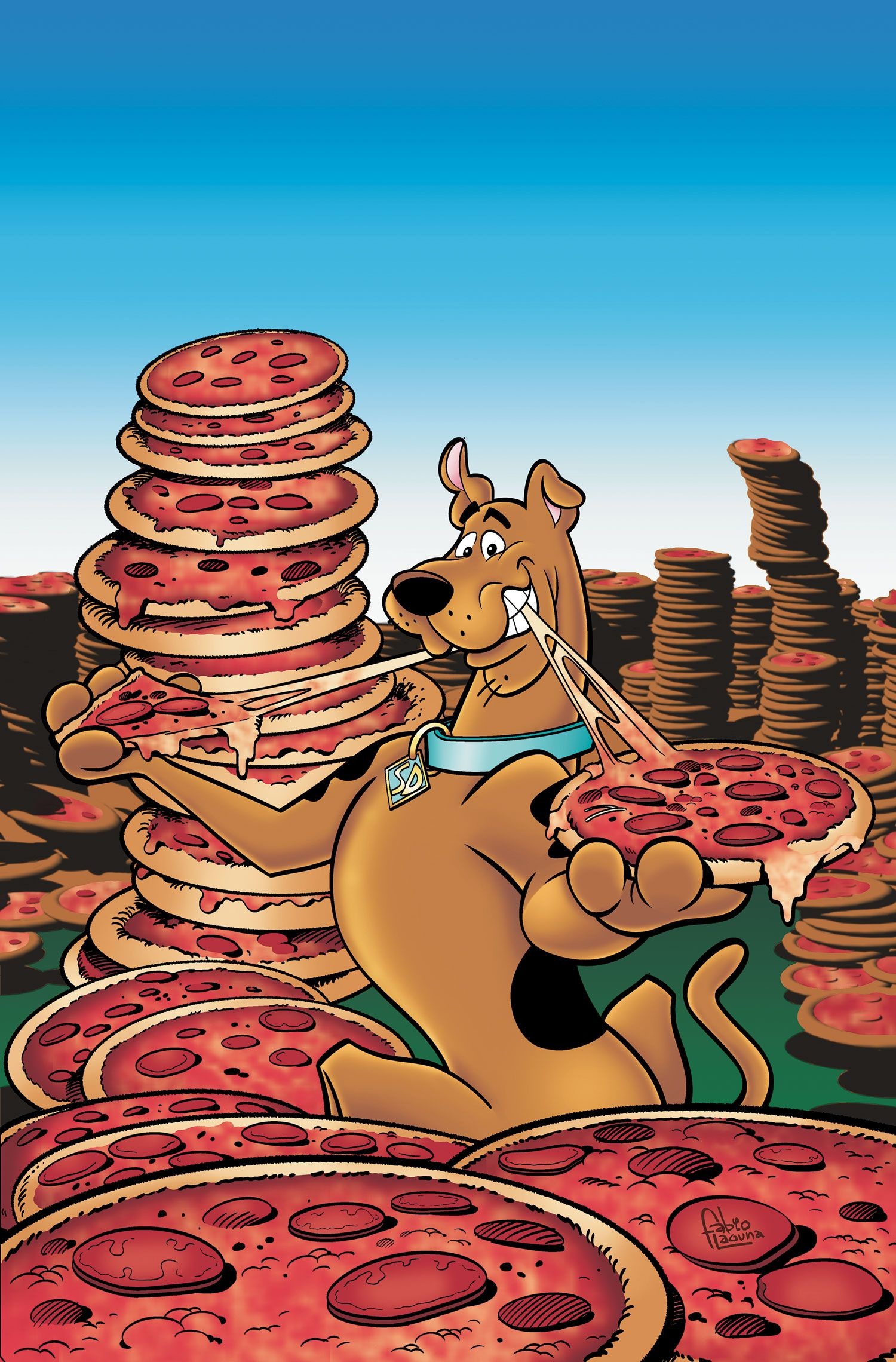 Scooby-Doo, pepperoni pizza stacks, stretched melted cheese, HD Phone wallpaper