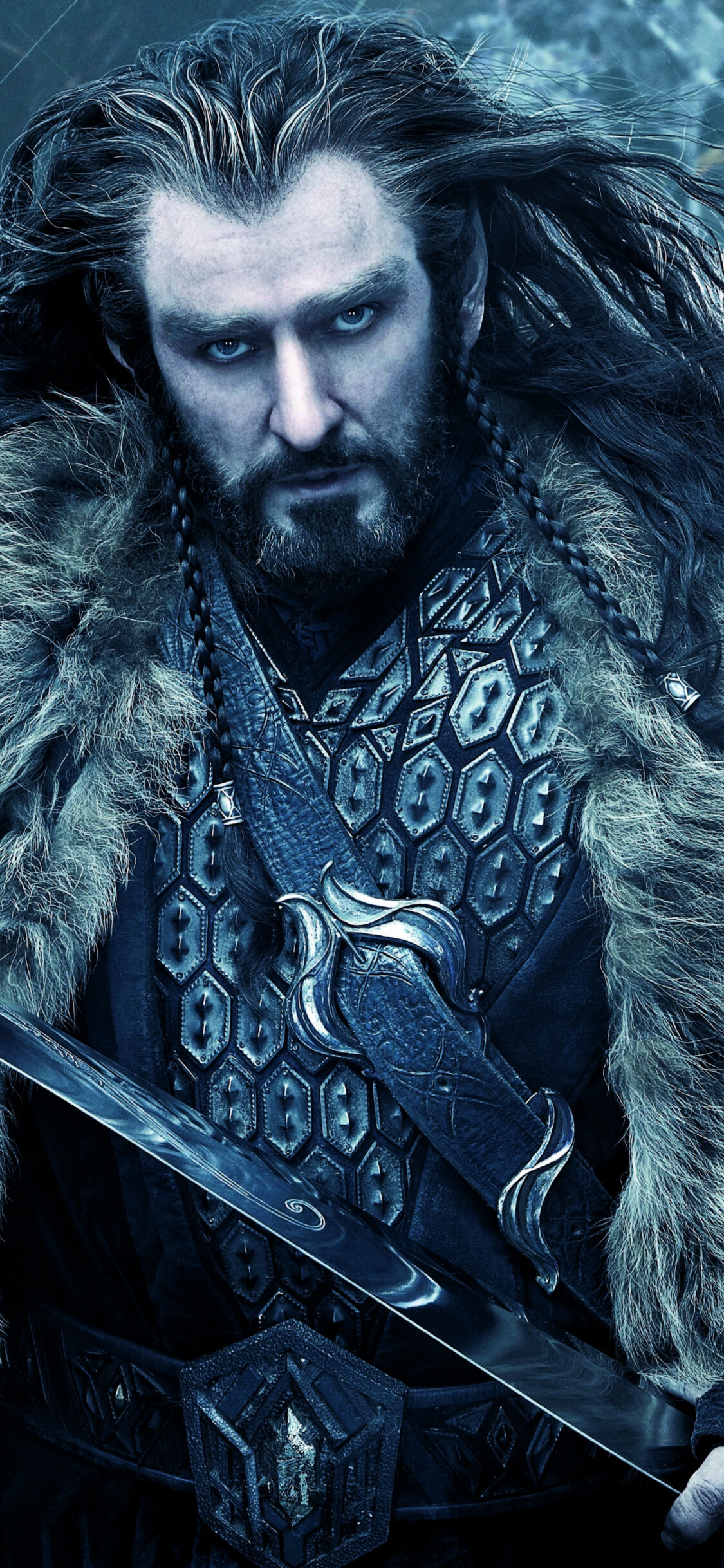 The Hobbit, Desolation of Smaug, Thorin Oakenshield, Impressive 4K art, 1130x2440 HD Phone