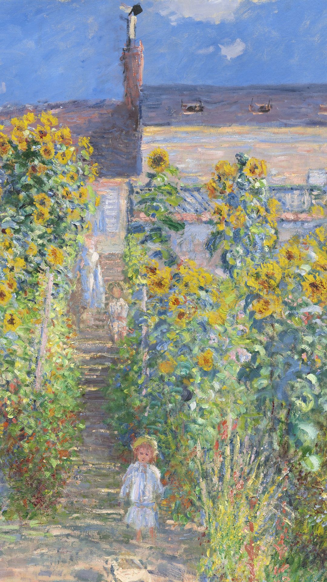 The Artist's Garden at VÃ©theuil, Michel Monet, tall blooming sunflowers, Full HD Phone wallpaper
