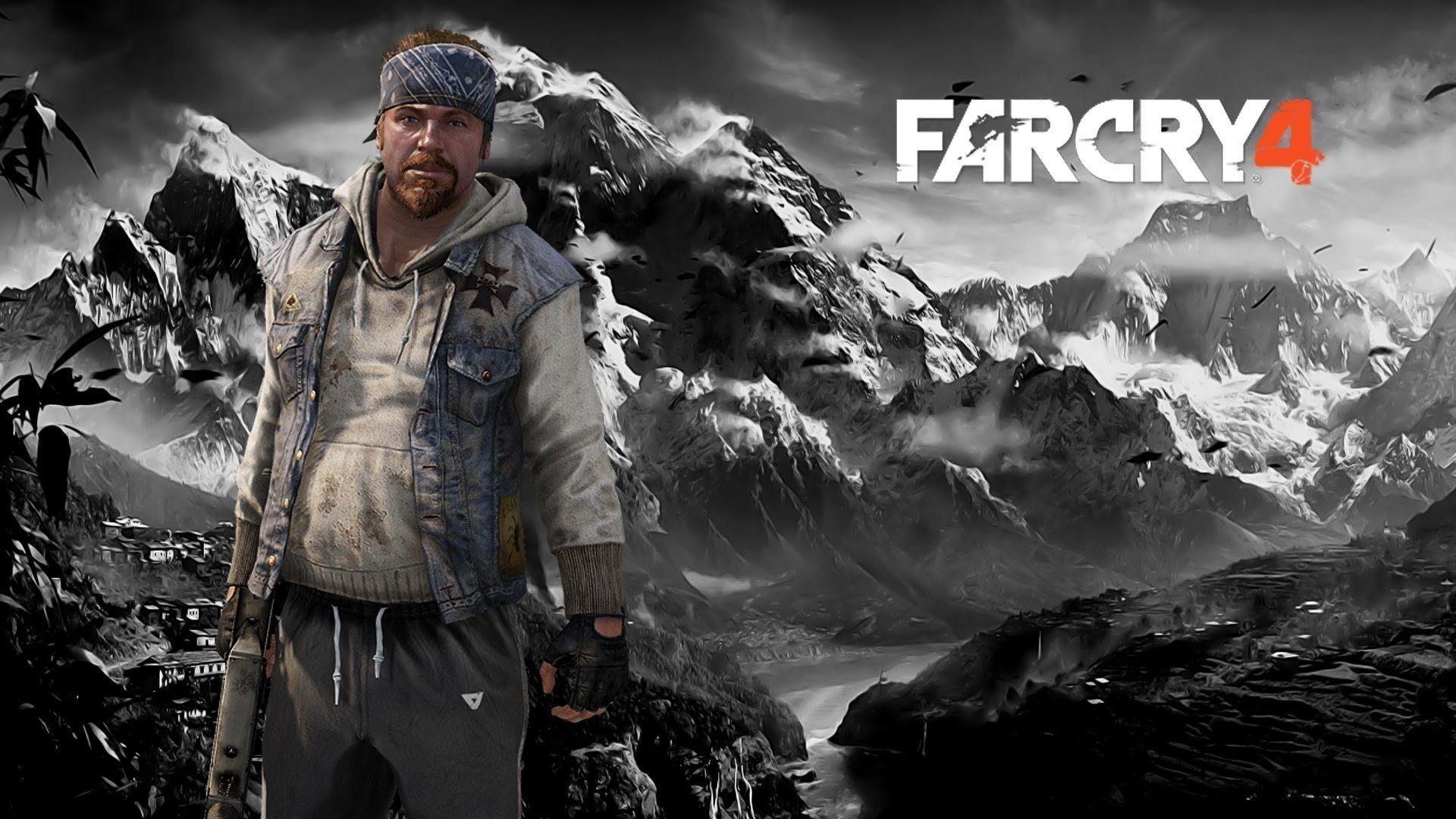 Hurk Drubman Jr., Far Cry 4 logo, Kyrat mountain landscape, Full HD Desktop wallpaper