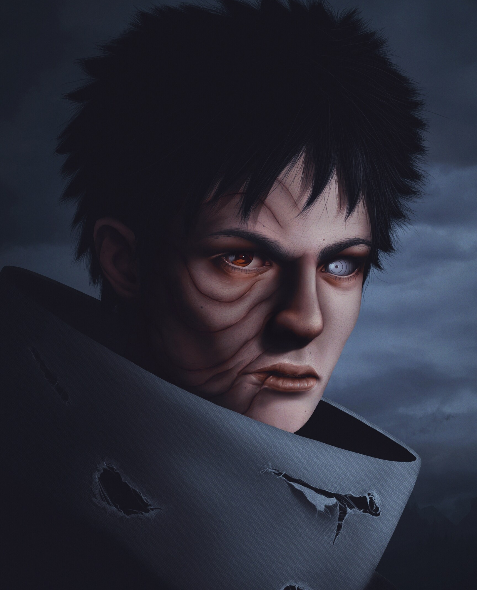 Obito Uchiha, Rinnegan and Sharingan, scarred face, HD Phone wallpaper