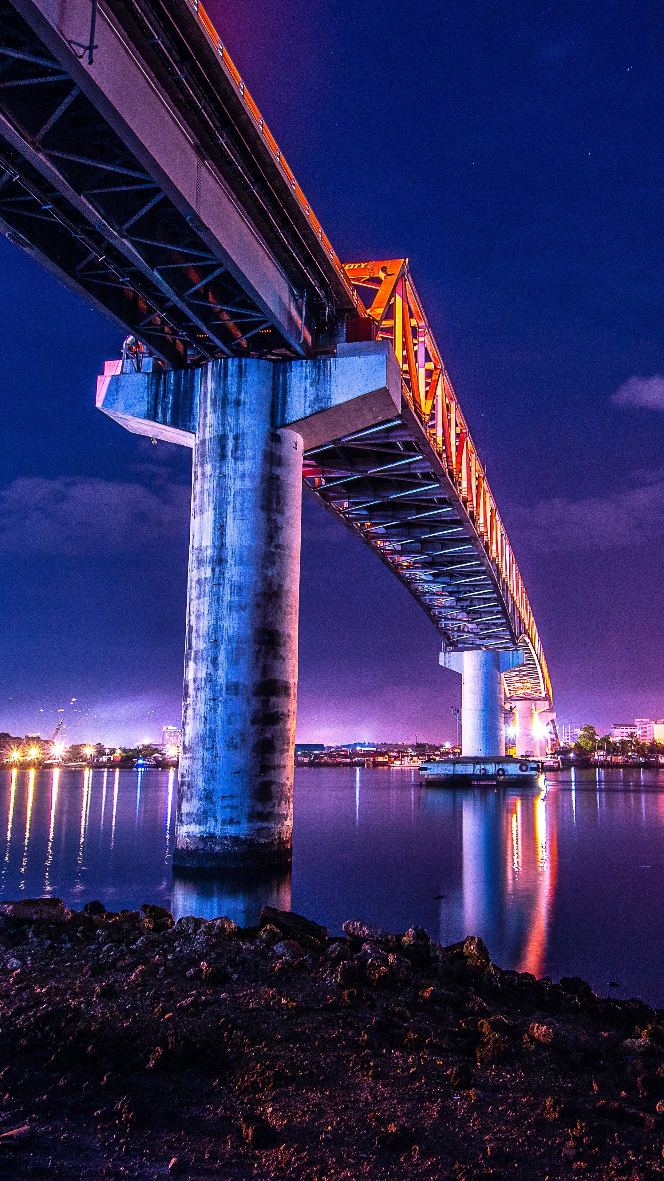 Bridge under water city, Vibrant colors, 2160x3840 4K Phone