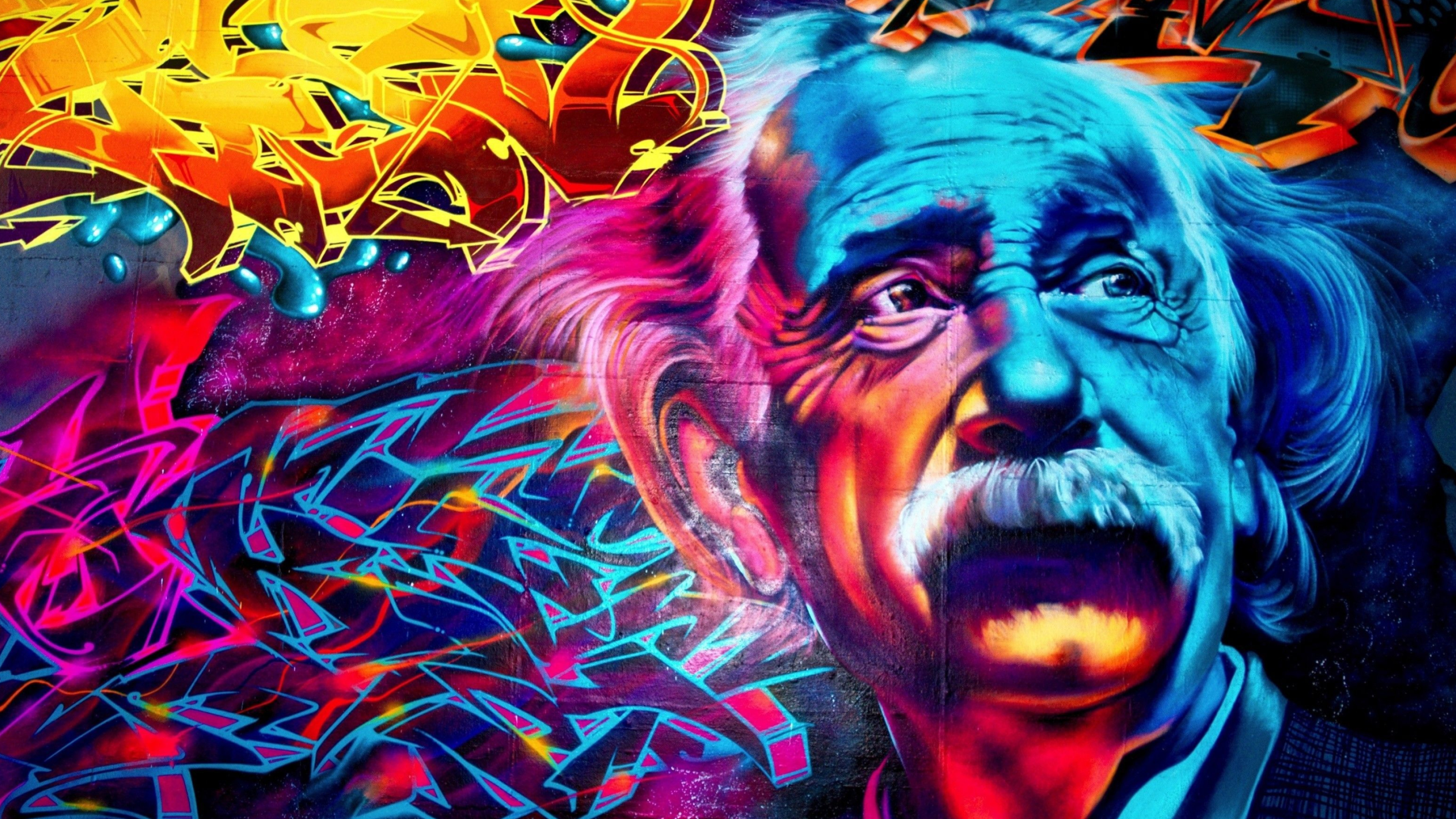 Albert Einstein, Hip-hop Graffiti Wallpaper, 3840x2160 4K Desktop