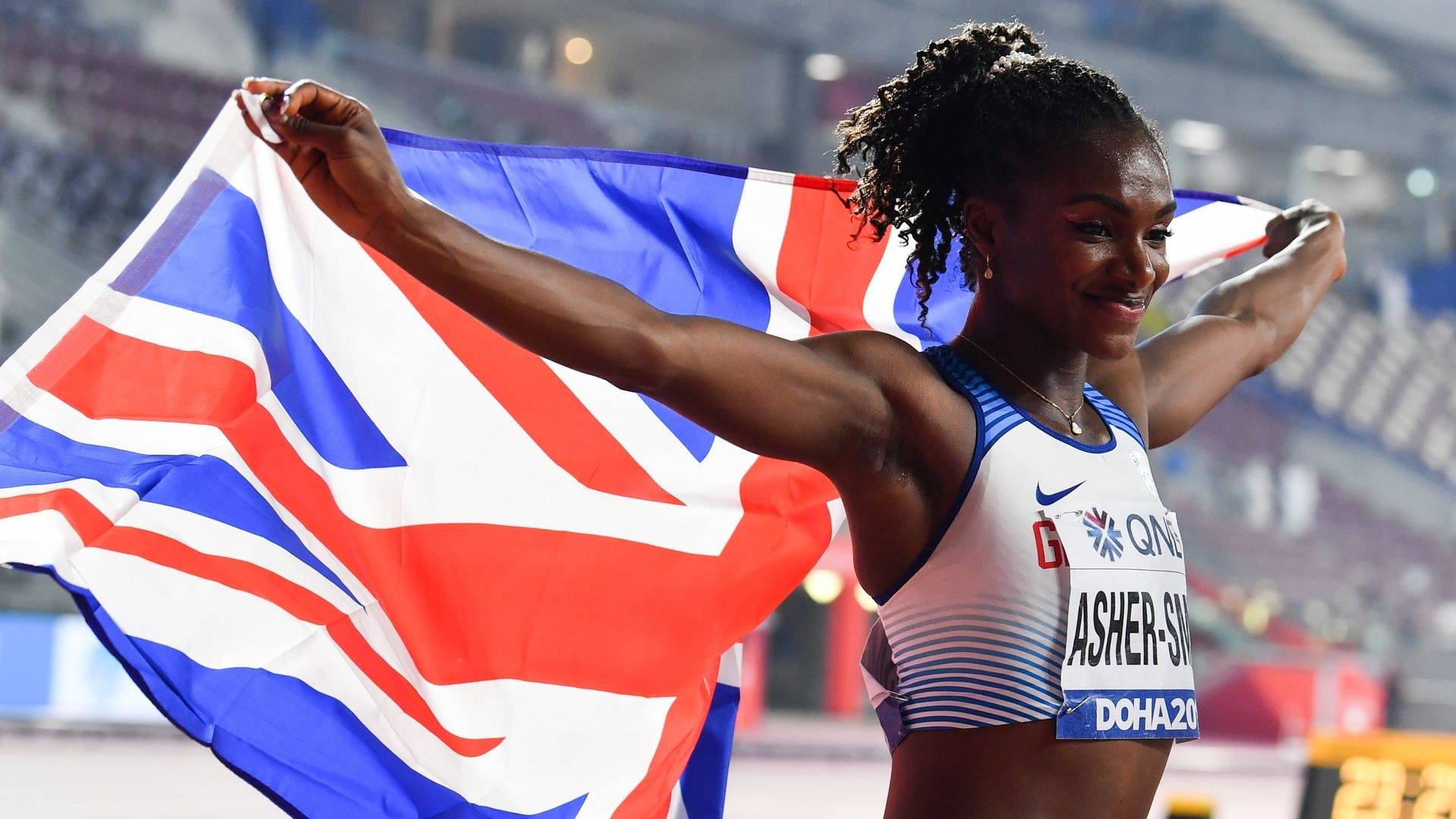 Dina Asher-Smith, Doha 200m victory, World athletics crown, 1920x1080 Full HD Desktop