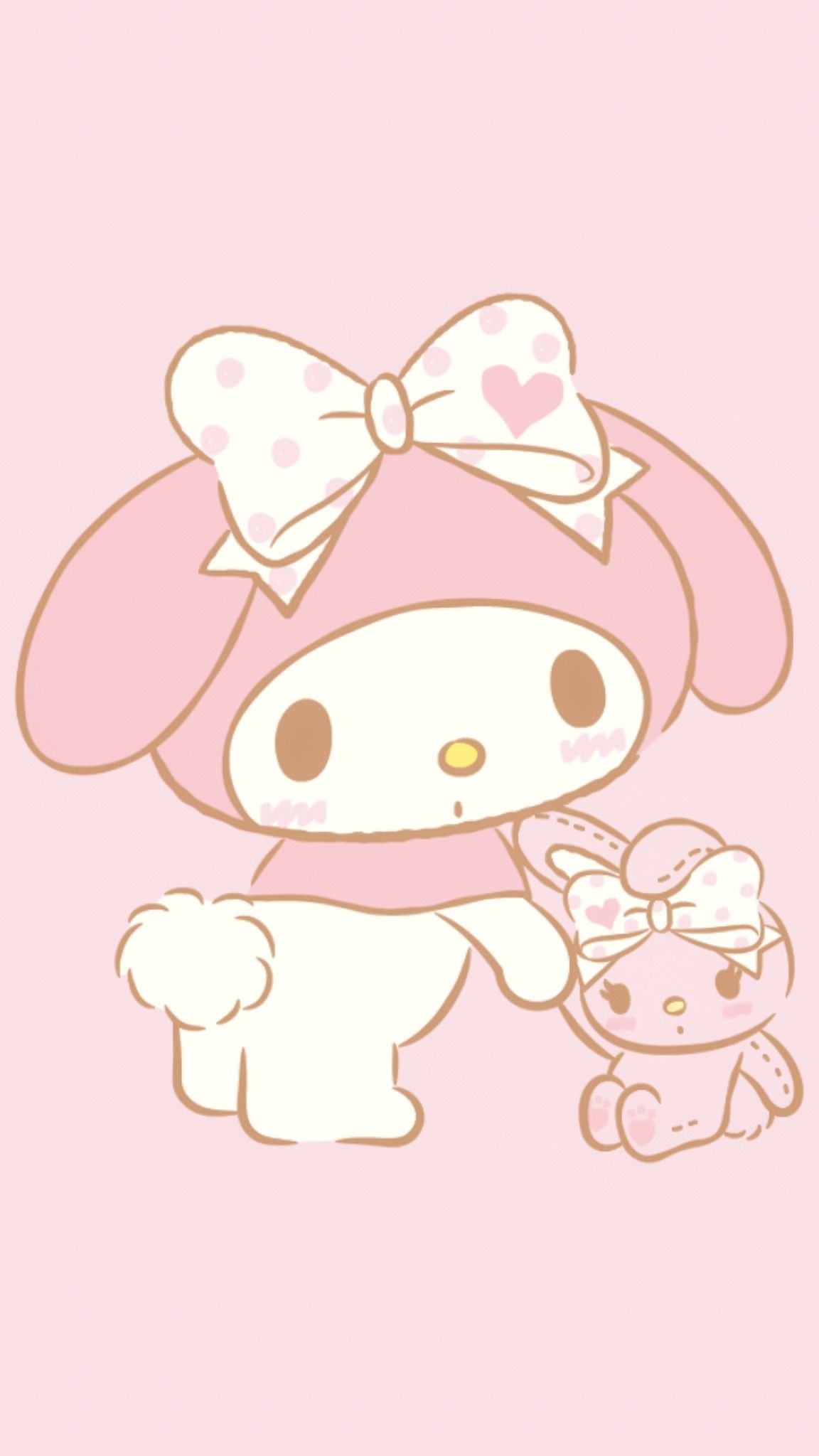 My Melody, mini My Melody doll, polka dot heart bow, HD Phone wallpaper